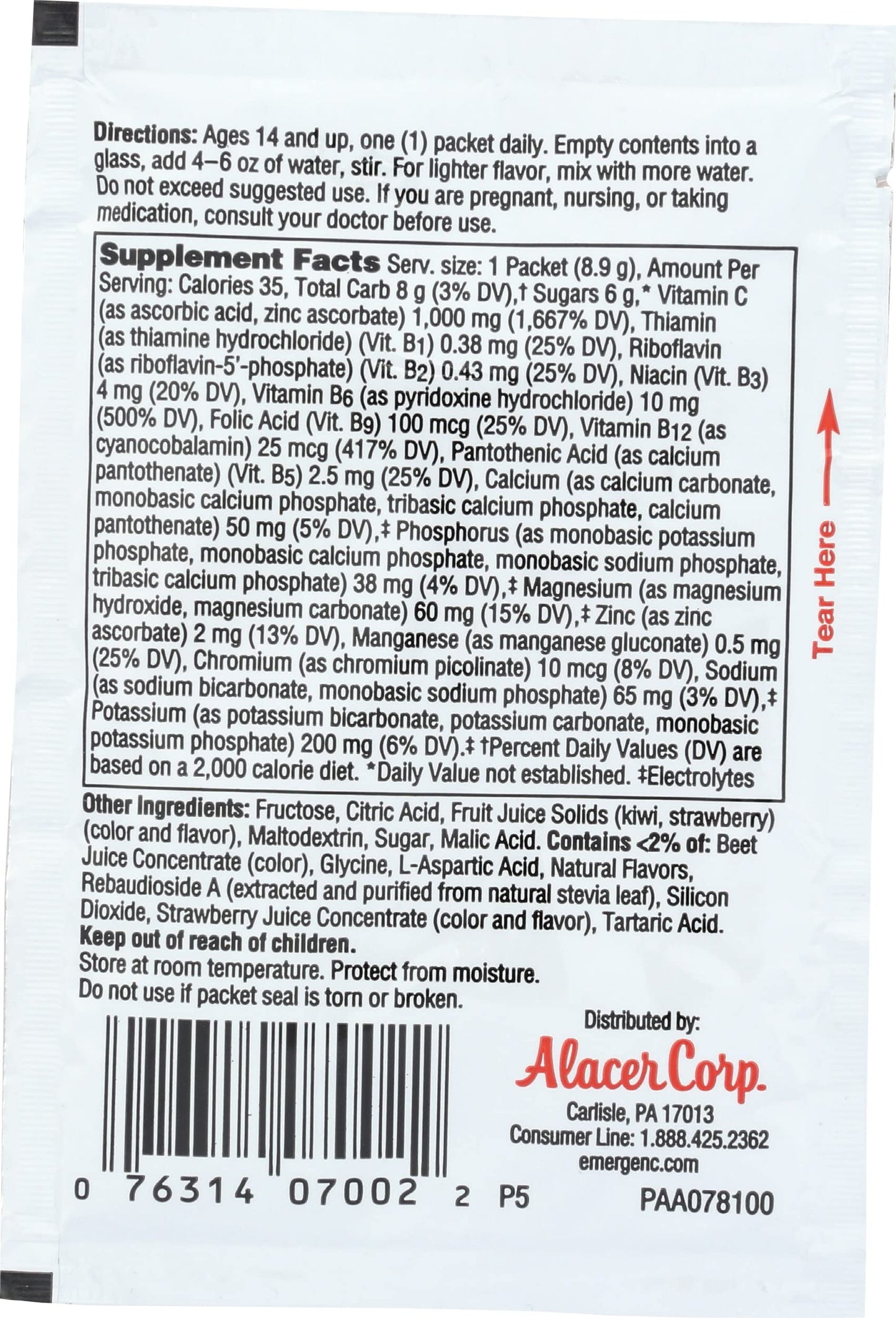 Alacer Emergen-C Strawberry Kiwi Powder 0.31 oz