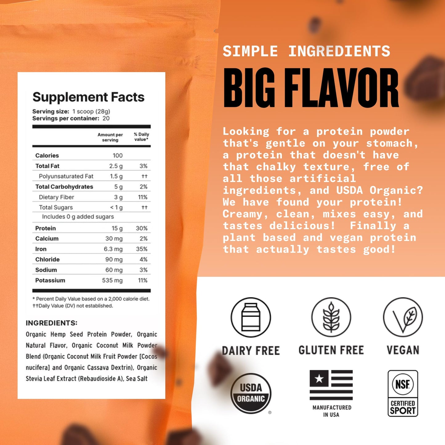 Agoge Hemp Protein Powder, 20 Servings