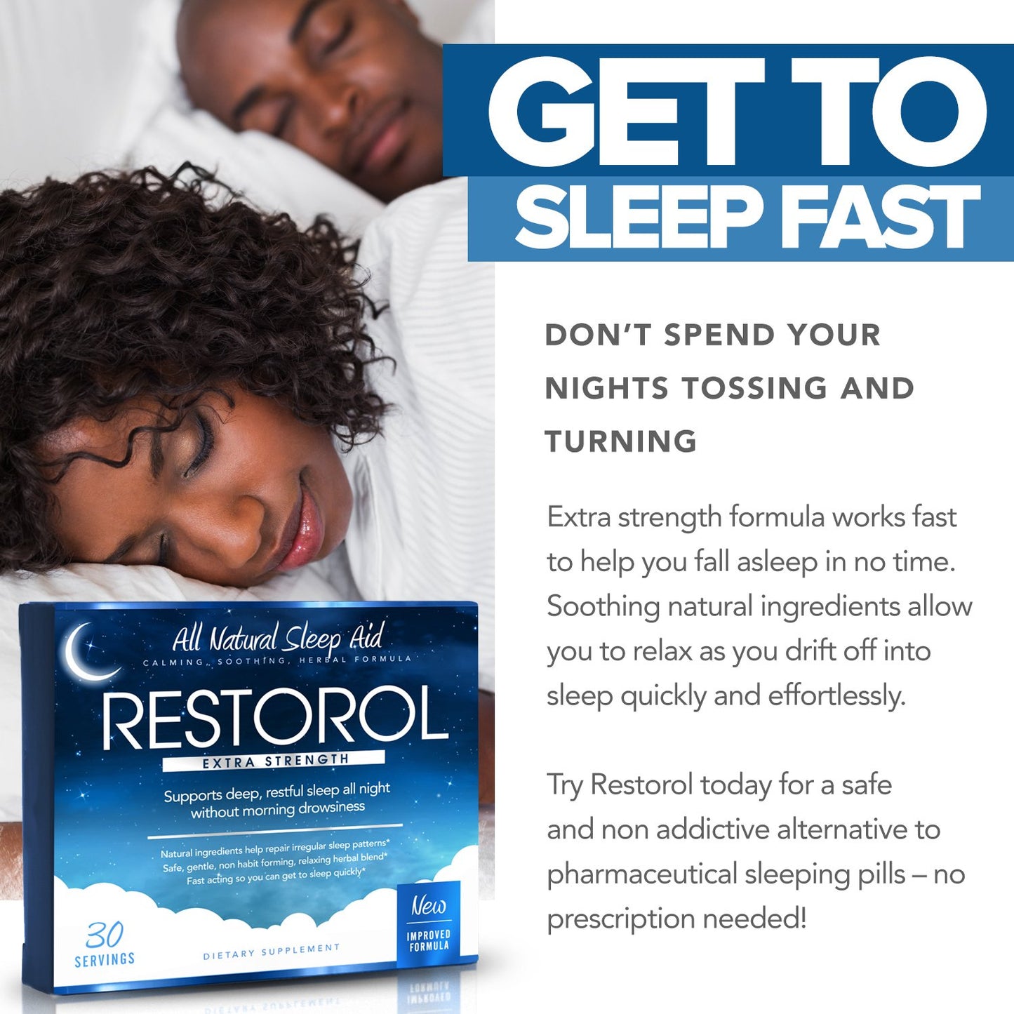 Restorol Natural Sleep Aid – Help Sleep Cycle – Get Restful Sleep Tablets, 30