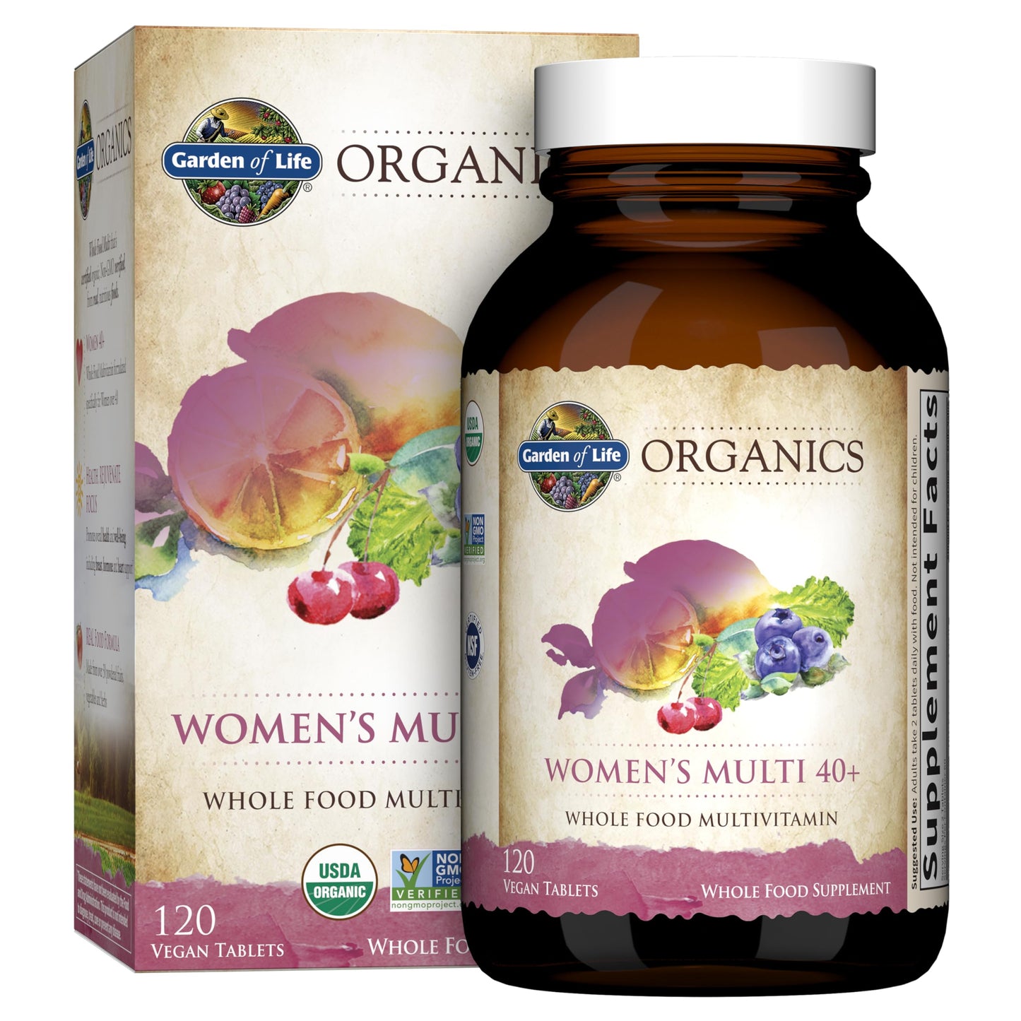 Garden of Life Multivitamin for Women 40 Plus, Organics Womens Vitamins, Hormone & Breast Health Support Blend, Vegan Caplets, 120