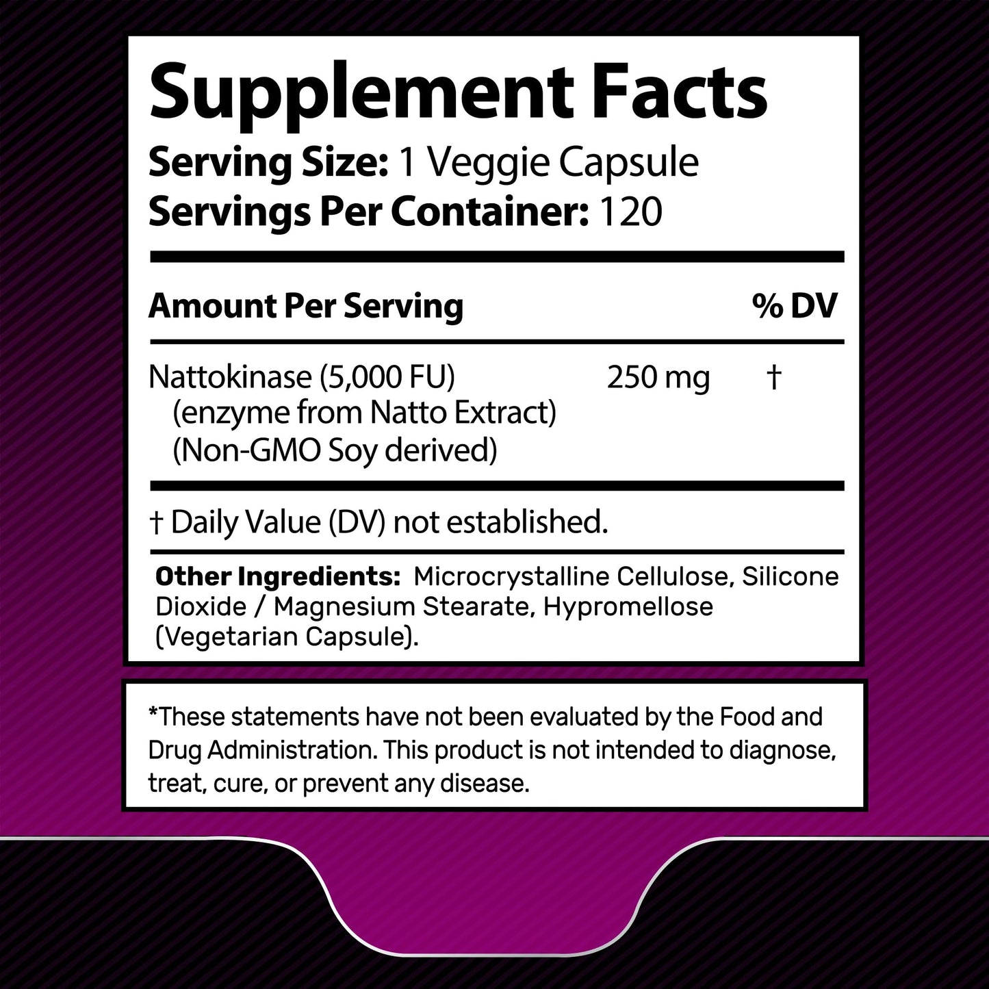 WELLNESS LABSRX Nattokinase Supplement 5000 FU Japanese Natto Enzyme Capsule, 120 Count