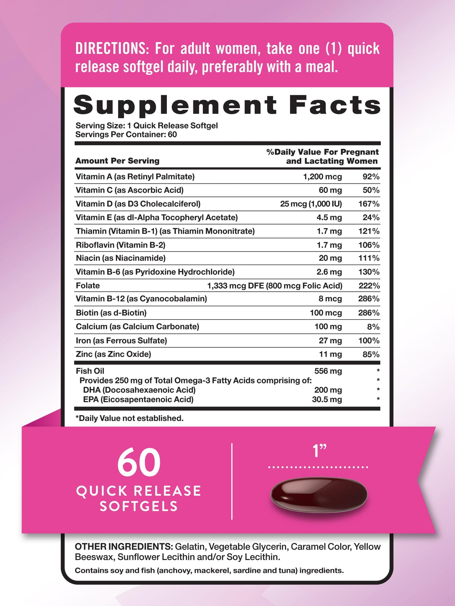Nature's Truth Prenatal Vitamins for Women with DHA and Folic Acid Softgels 60 Count