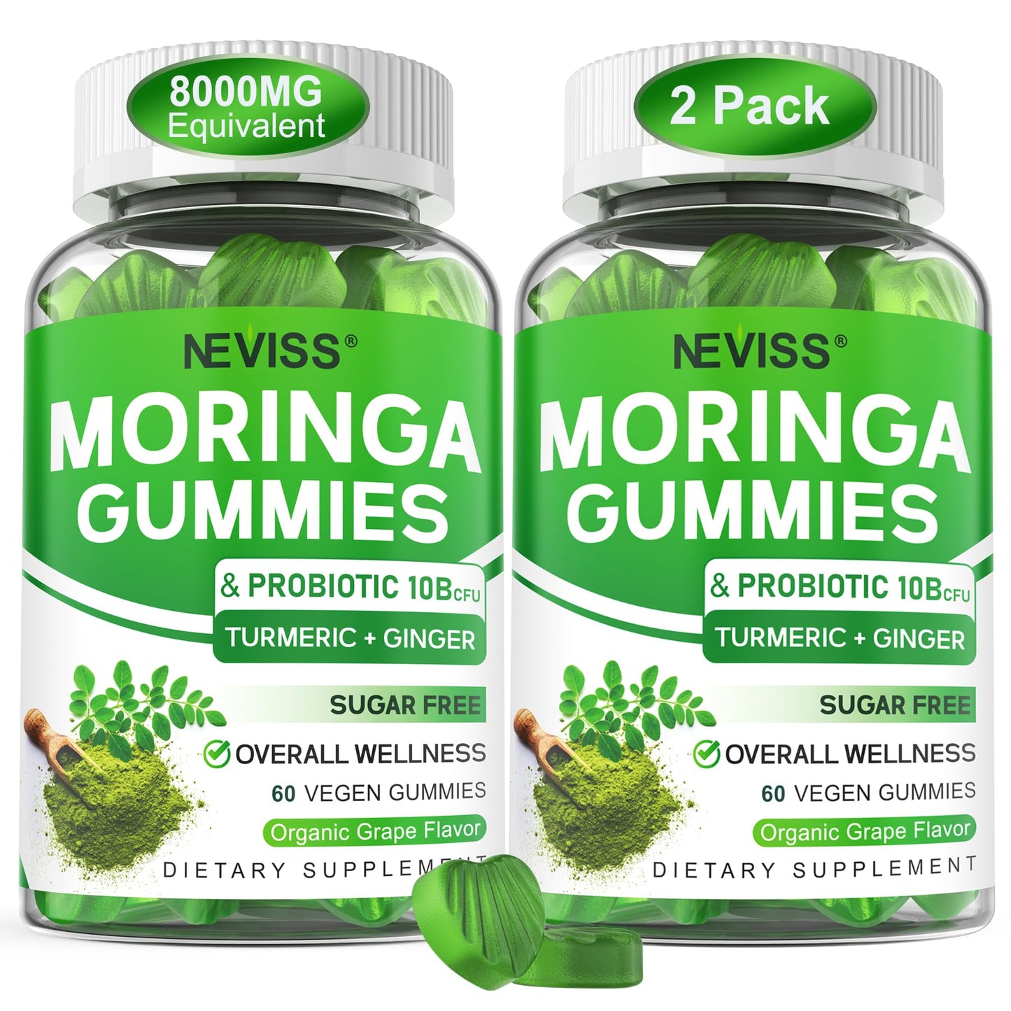 NEVISS Turmeric Ginger & Moringa Gummies, 240 Gummies