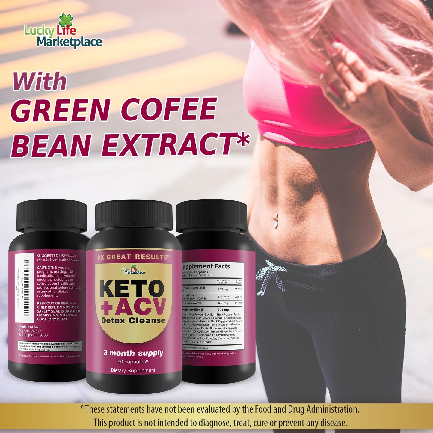 Generic 3X Great Results - Keto + ACV Detox Cleanse - 3 Month Supply - Body Cleanse Detox - Colon Cleanse - Advanced Keto Detox Cleanse Formula with Fiber - Support Digestion & Immune Health Capsule, 1 Count