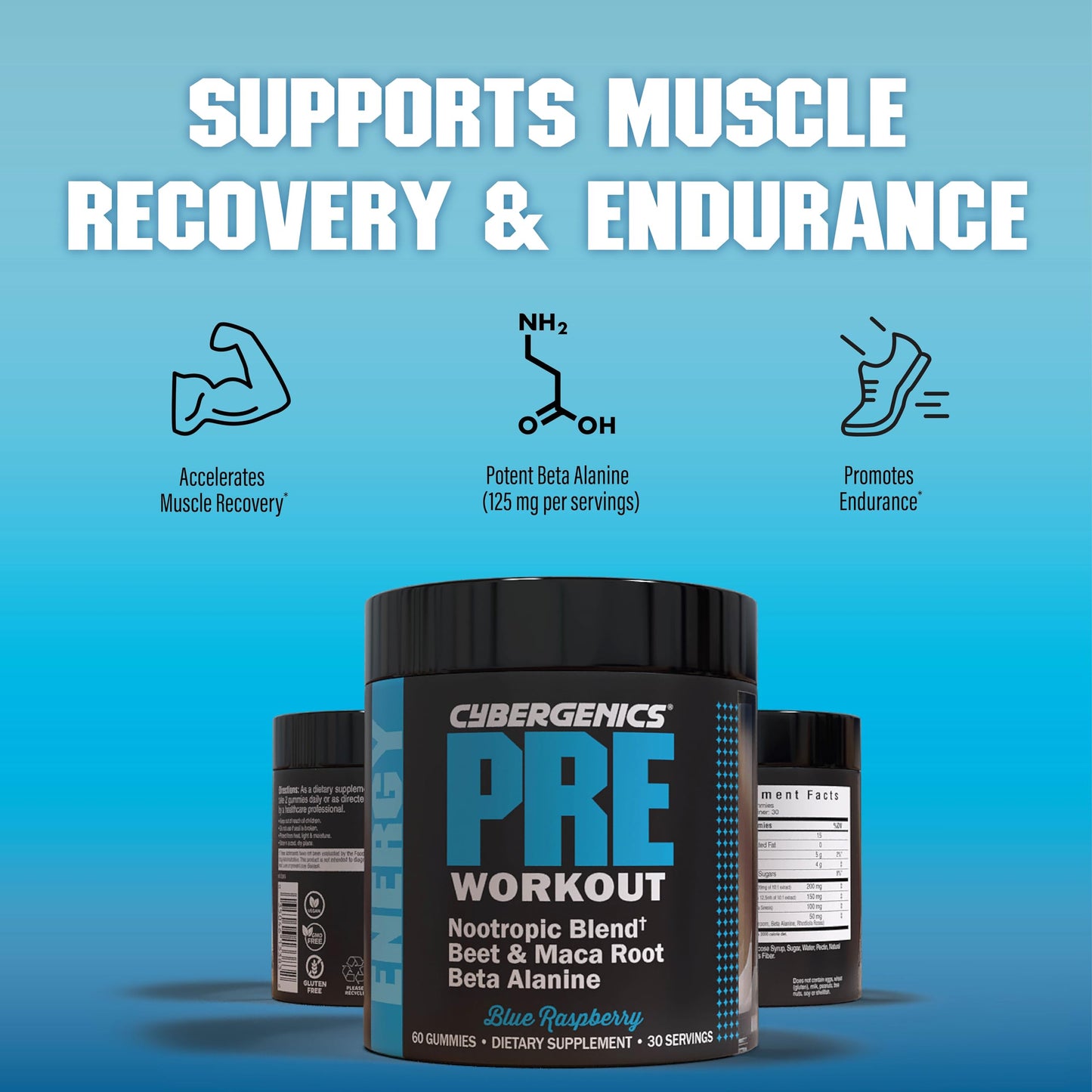 Cybergenics Pre Workout, 60 Gummies