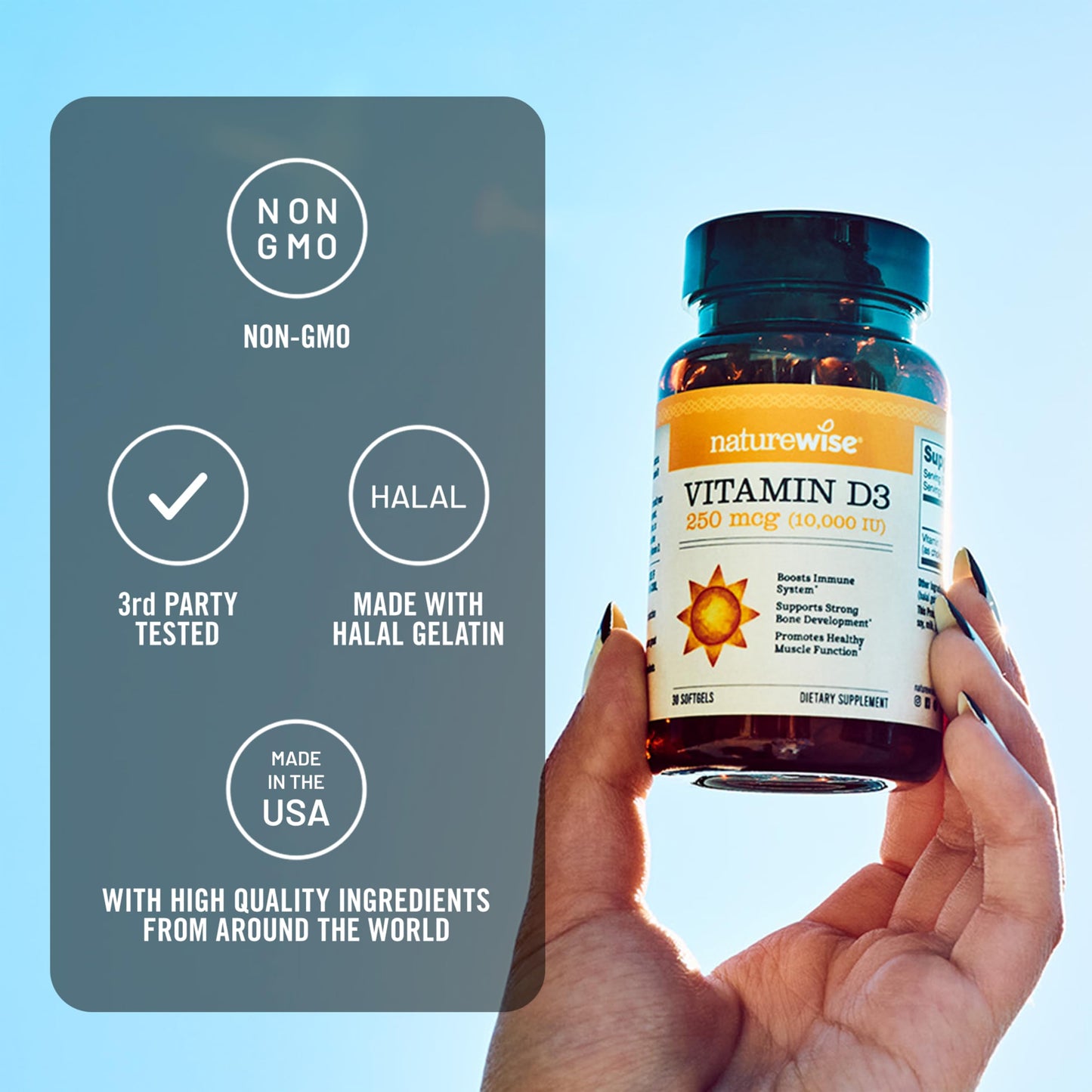 NatureWise Vitamin D3 10000IU Supplement 90 Softgels