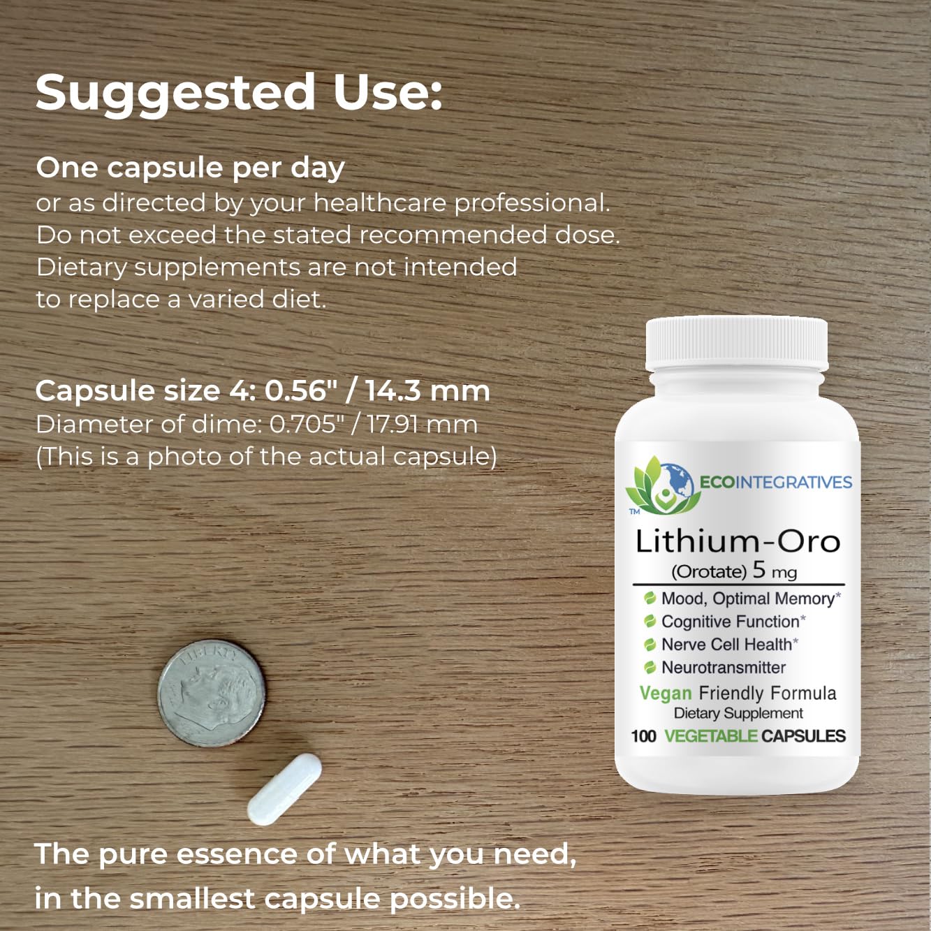 EcoIntegratives Lithium-Oro Orotate 5mg Capsules, 100 Count