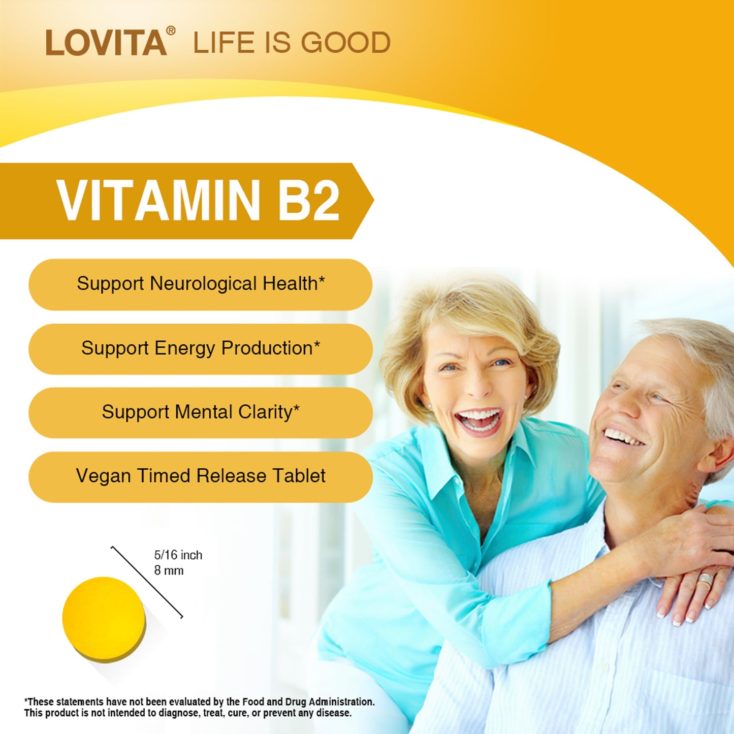 LOVITA Vitamin B2 (Riboflavin) 100mg Tablet, 130 Count