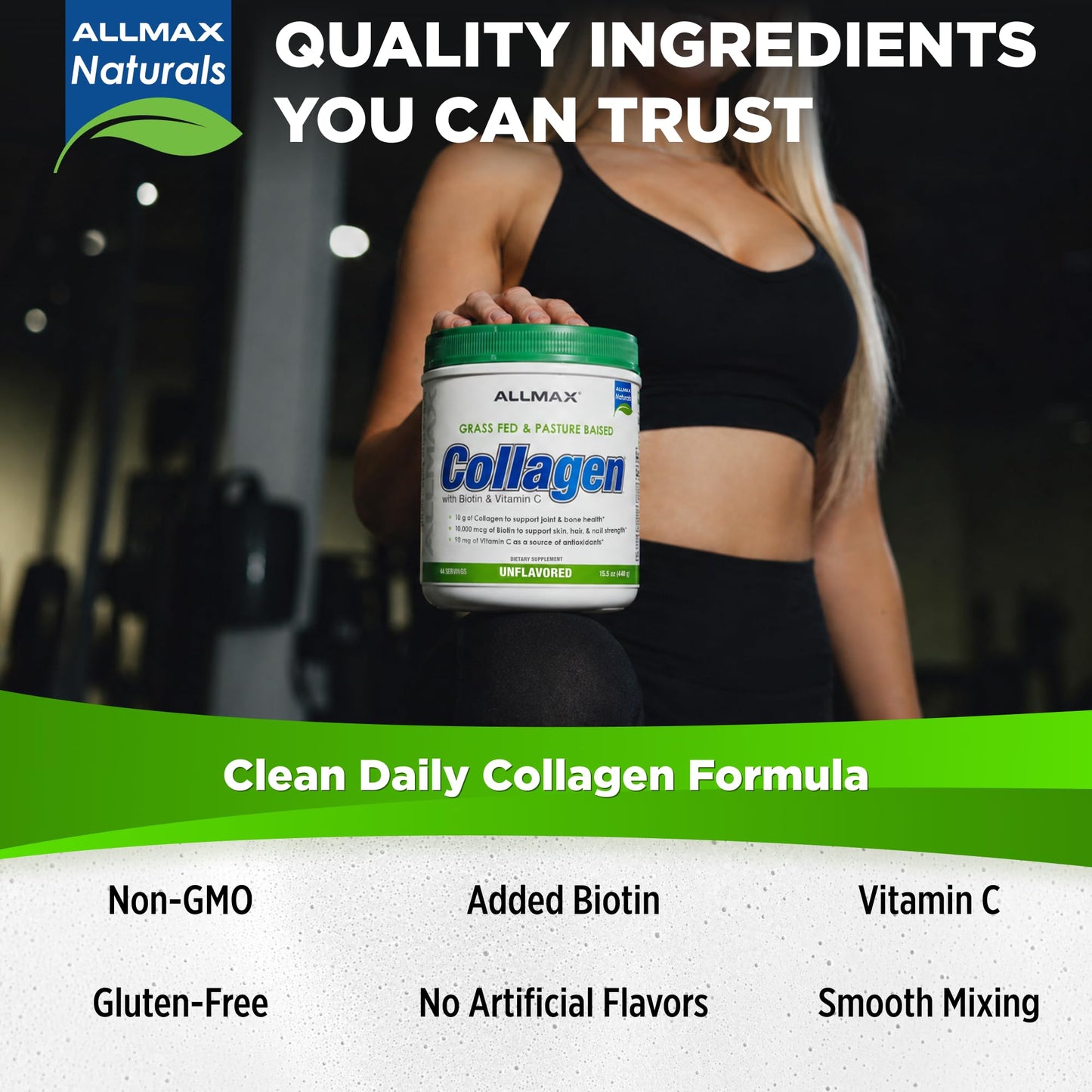 ALLMAX Collagen Peptides Unflavored Powder 6.67 Ounce