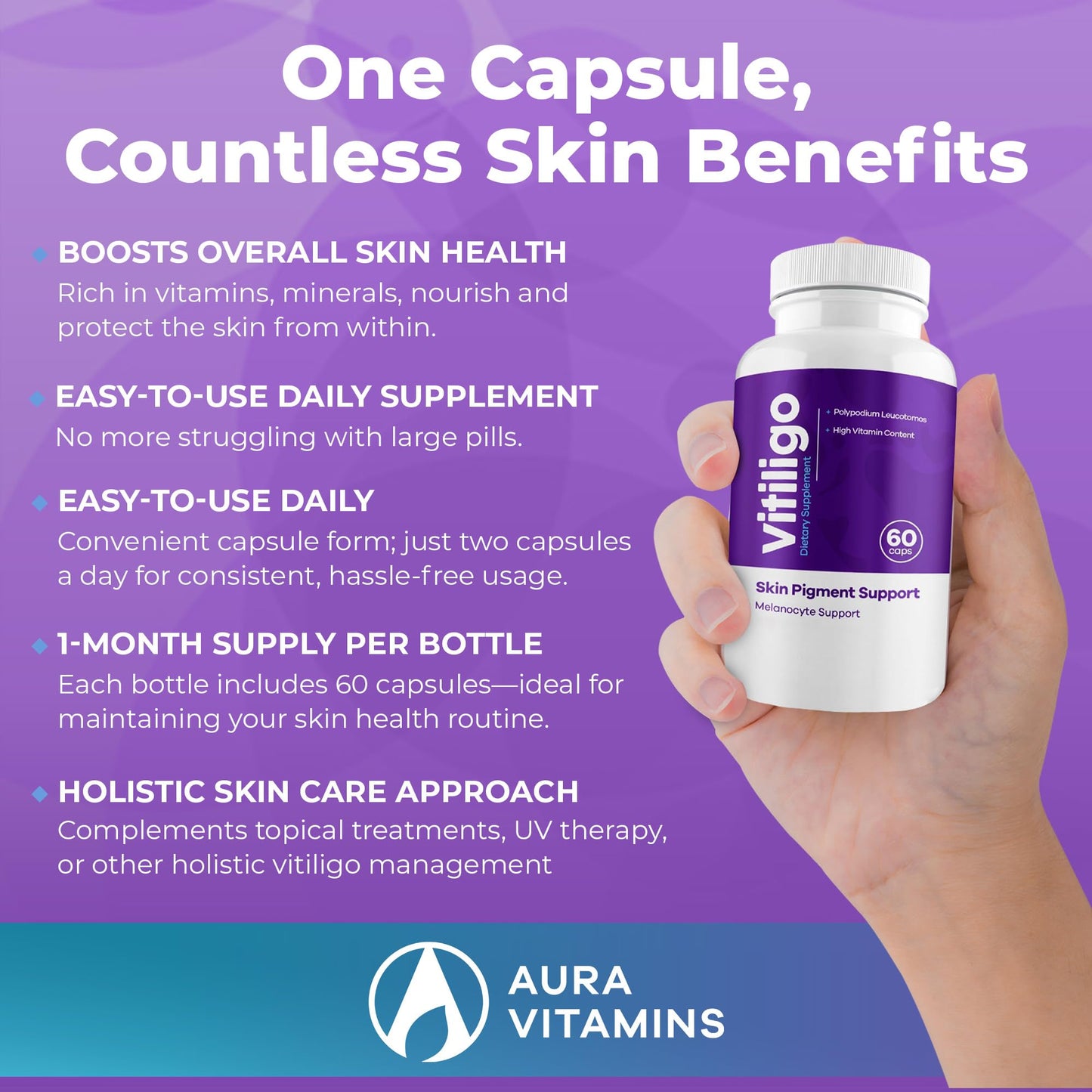 AURA VITAMINS Vitiligo Capsules 180 Count