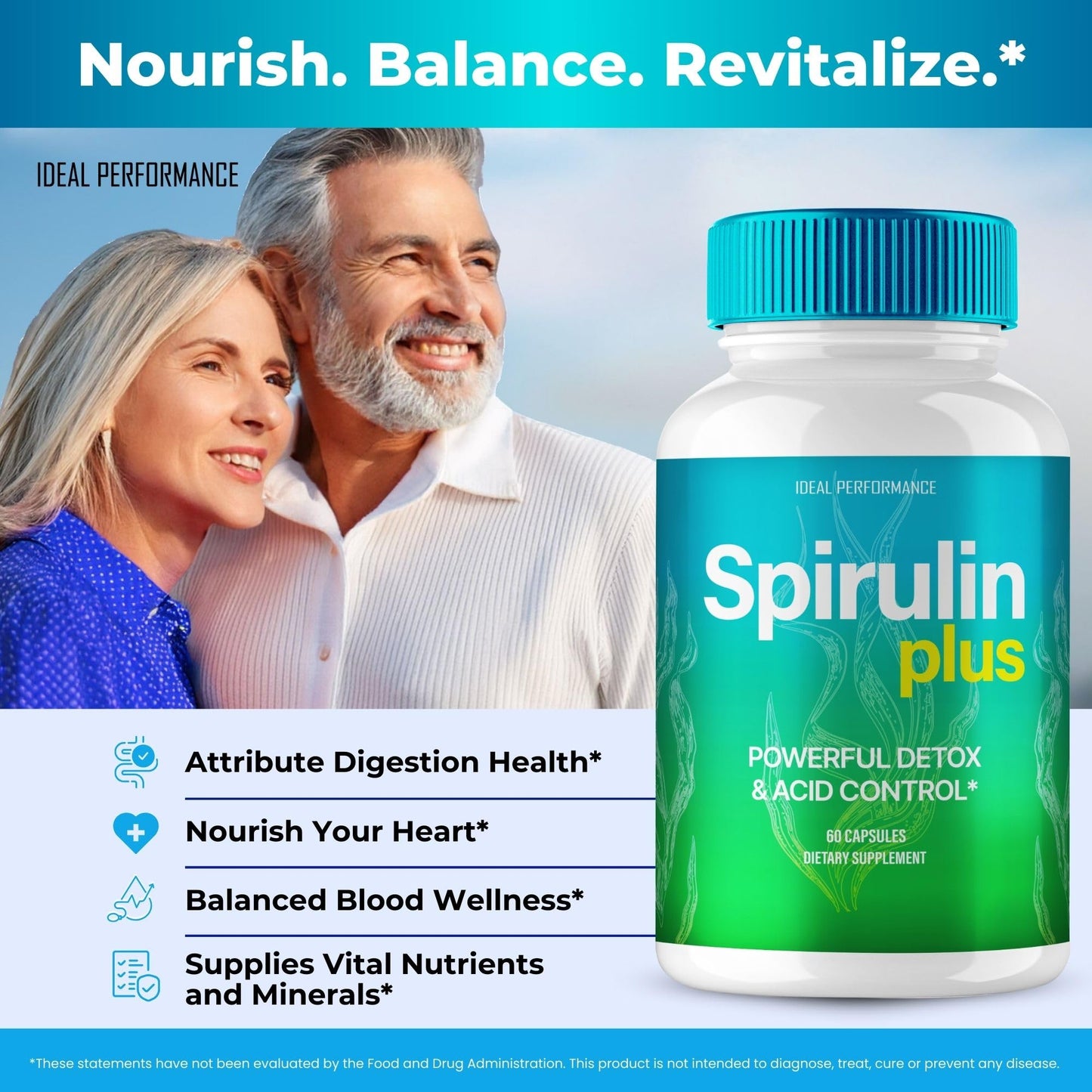 IDEAL PERFORMANCE Spirulin Plus Capsules, 120 Count