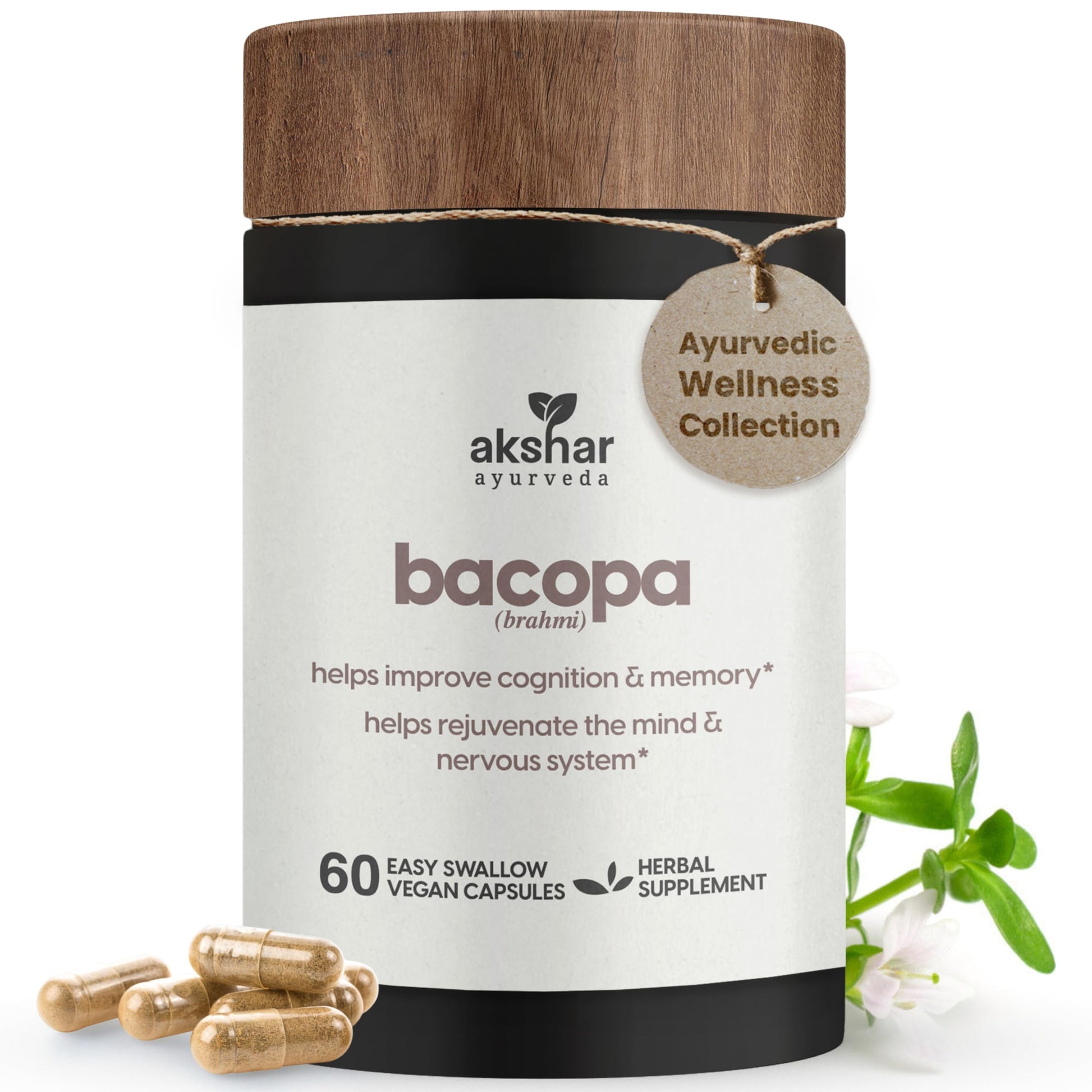 AKSHAR Bacopa Monnieri 500mg Capsules, 60 Count
