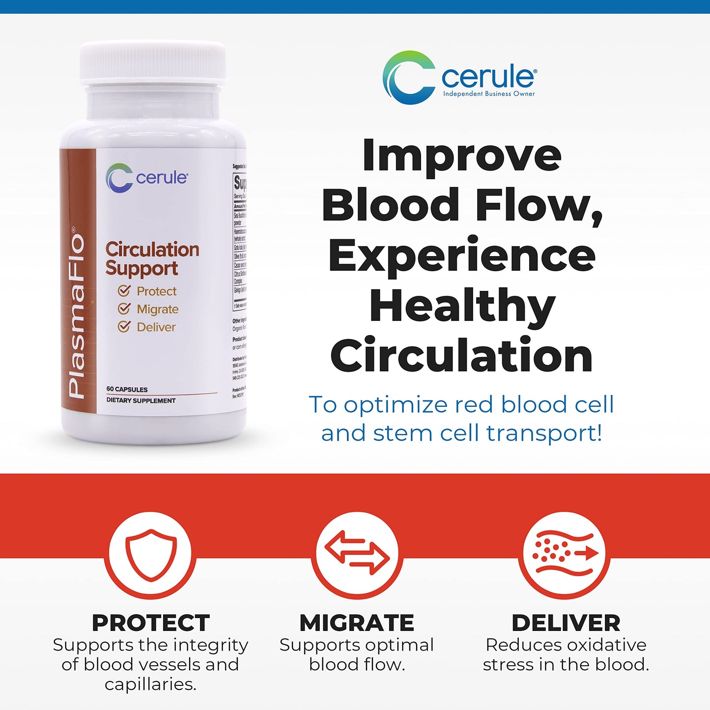 Cerule Plasmaflo Blood Flow and Circulation Support Supplement, 60 Capsules