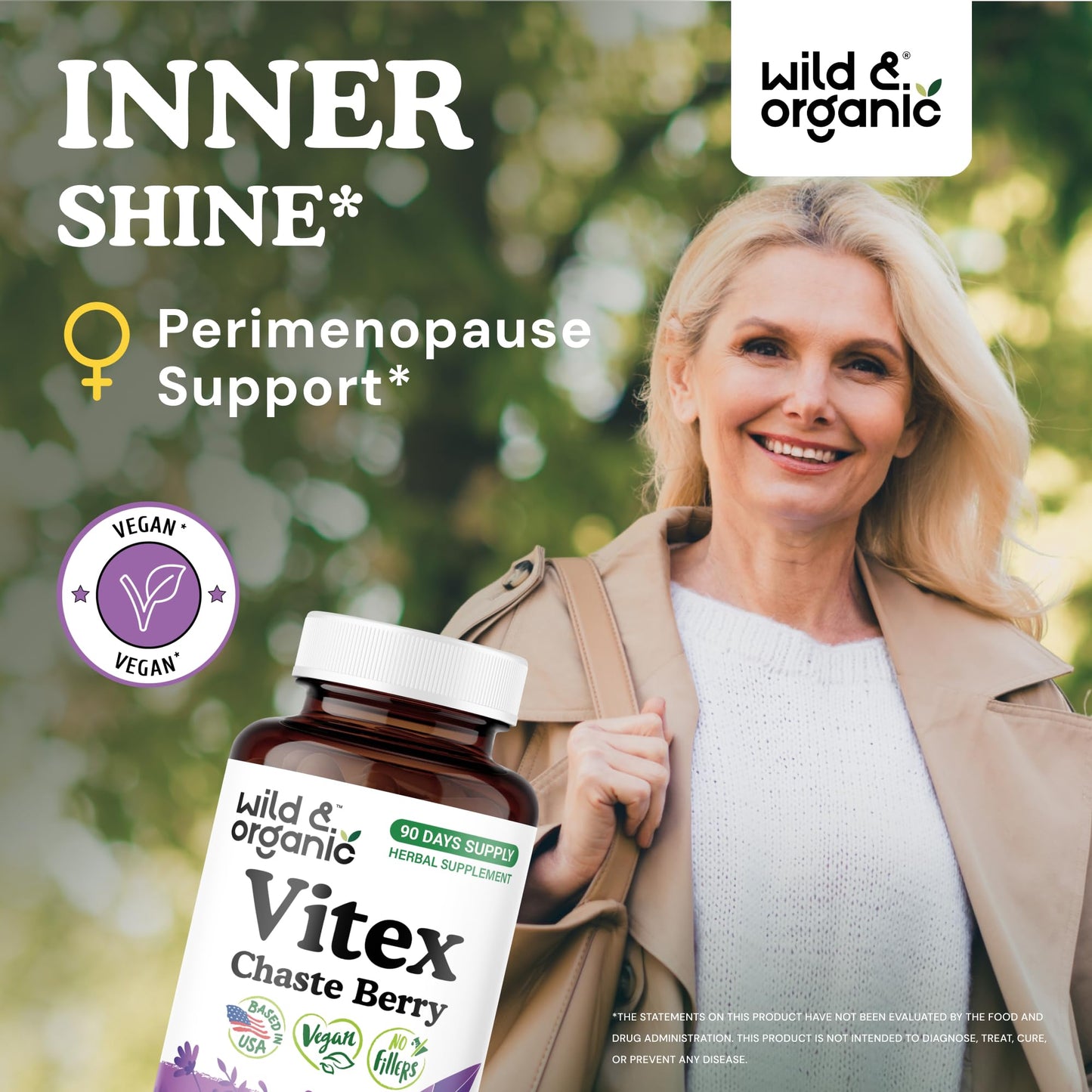 Wild & Organic Vitex Chasteberry Supplement for Women Capsule, 90 Count