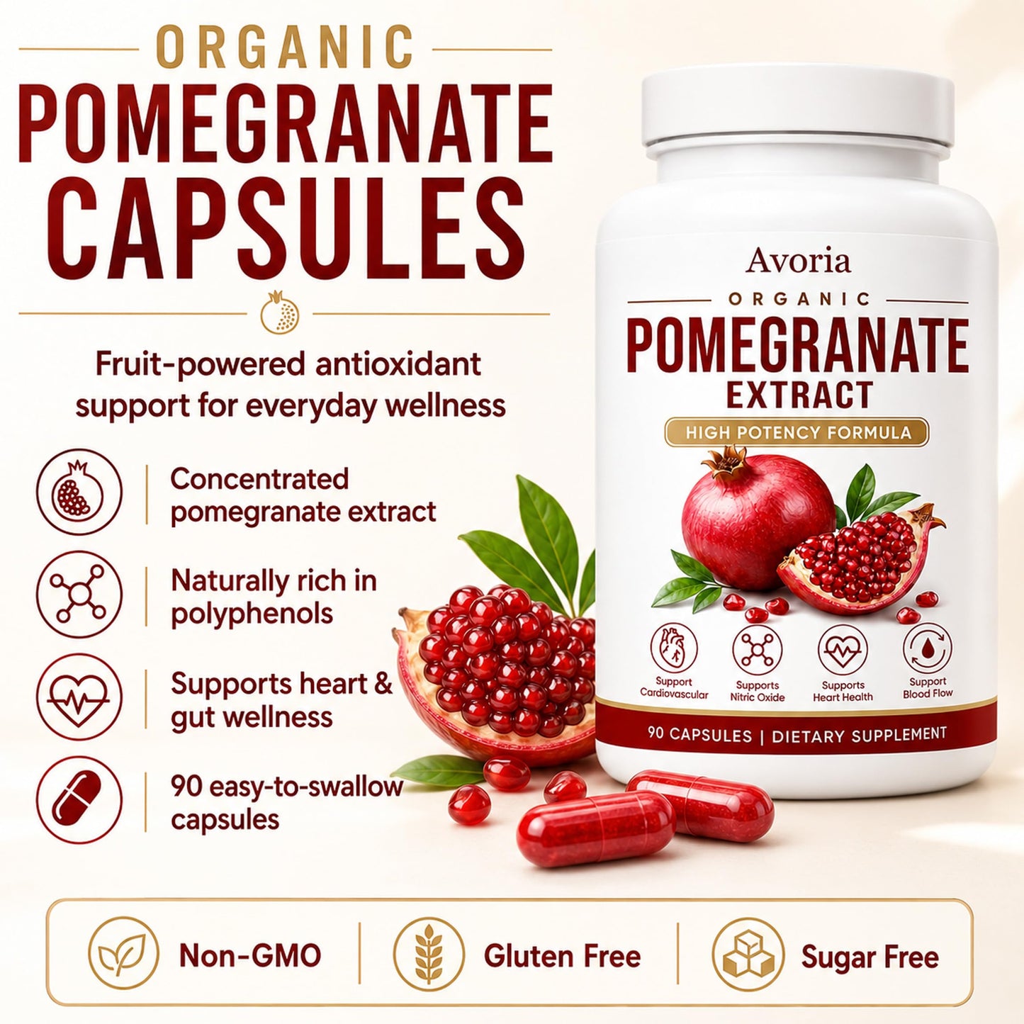 Avoria Pomegranate Extract Capsule 90 Count