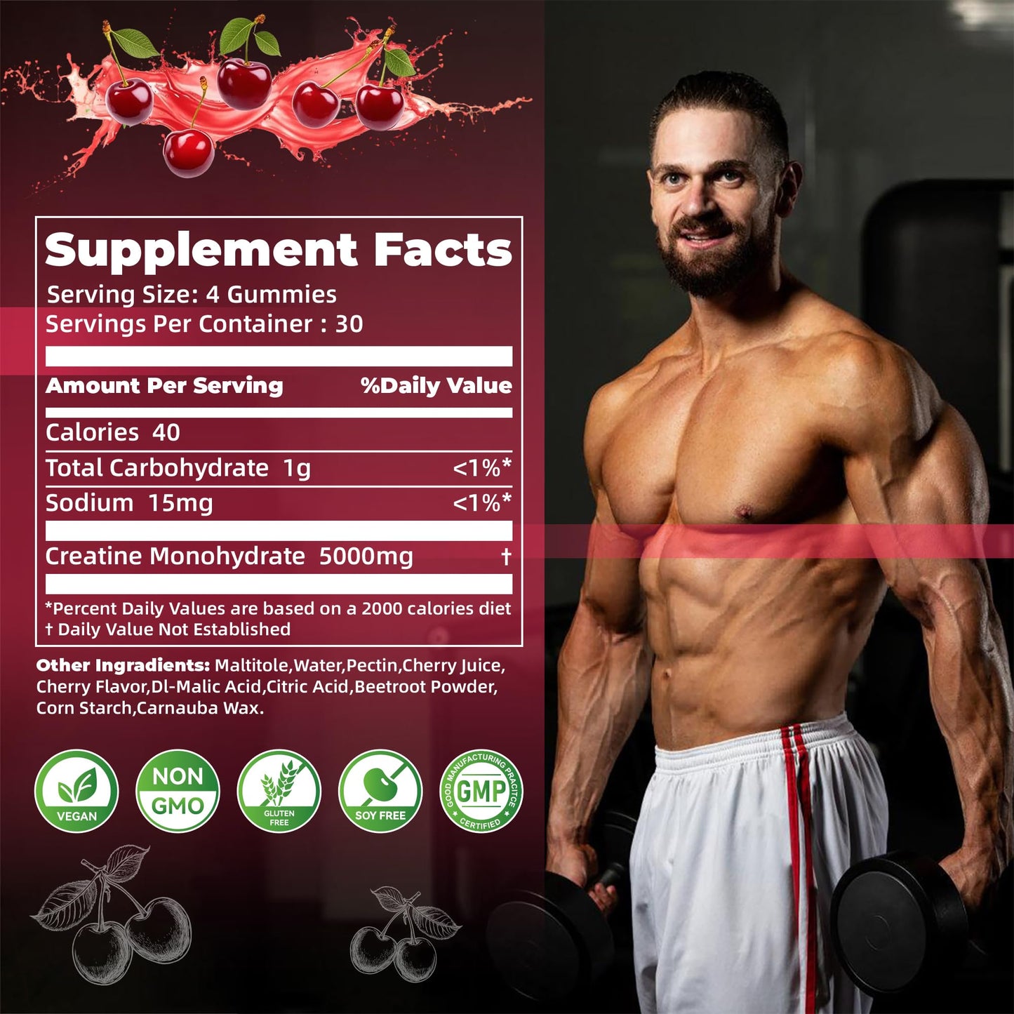 Nutravita Creatine Gummy - Creatine Monohydrate Gummies, 120 Count