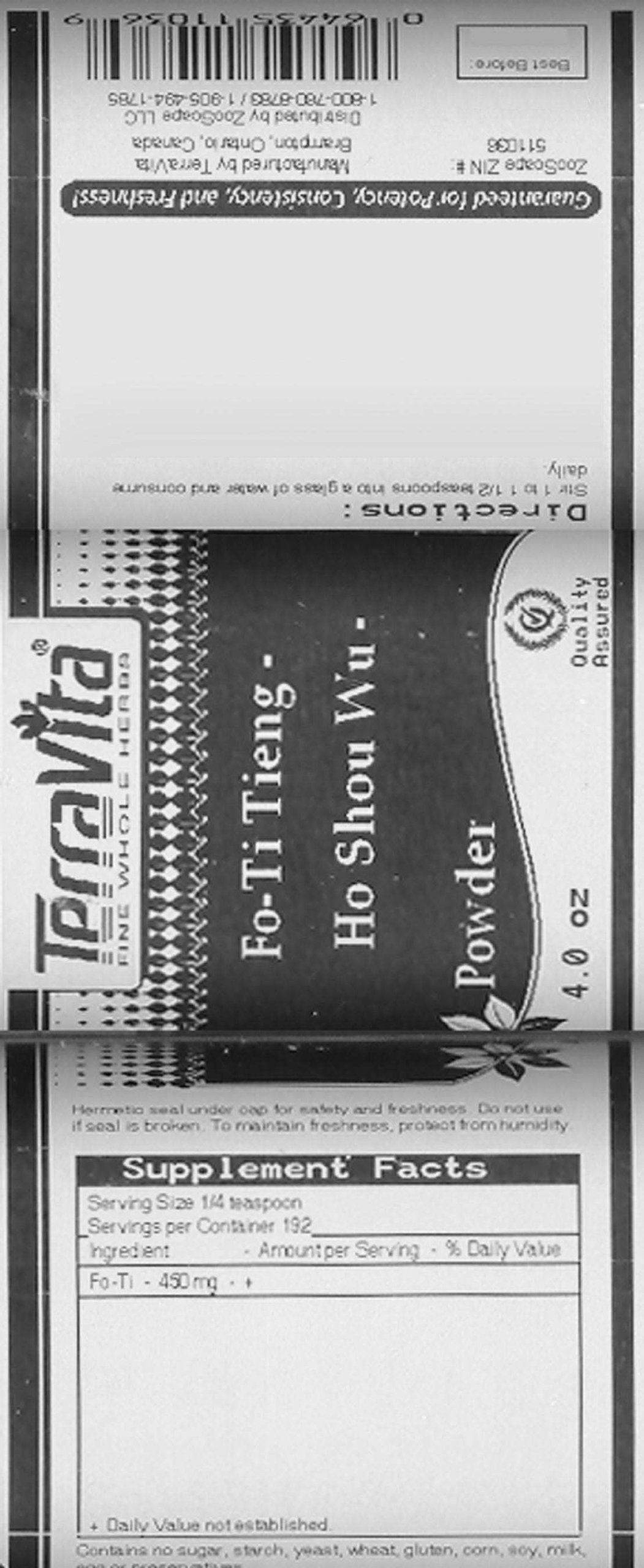 Terravita Fo-Ti Tieng Ho Shou Wu Powder, 4 oz