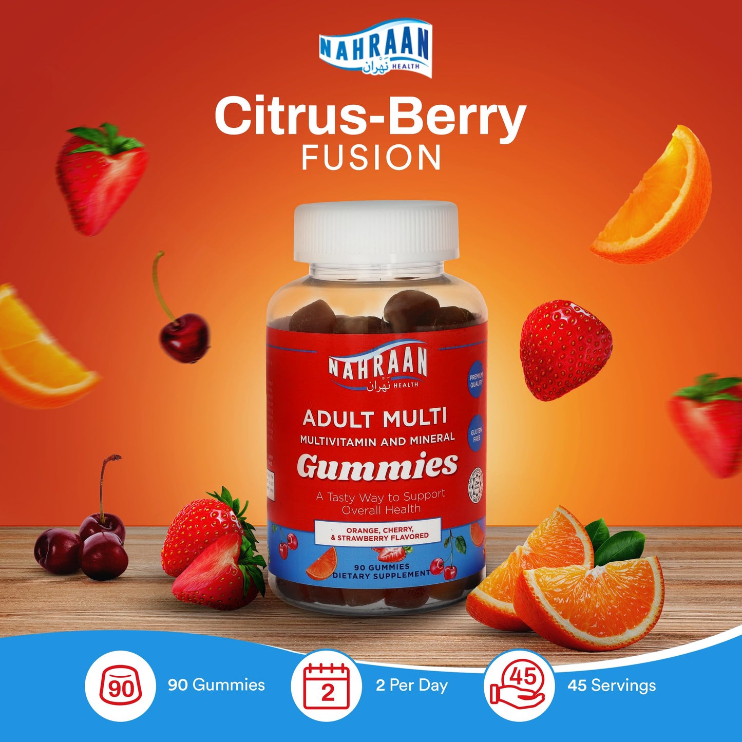 NAHRAAN HEALTH Halal Multivitamins Gummies 90 Count