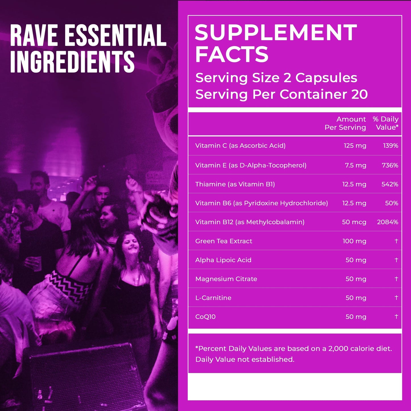 Rave Repeat Pre-Rave Supplement Capsules, 40 Count