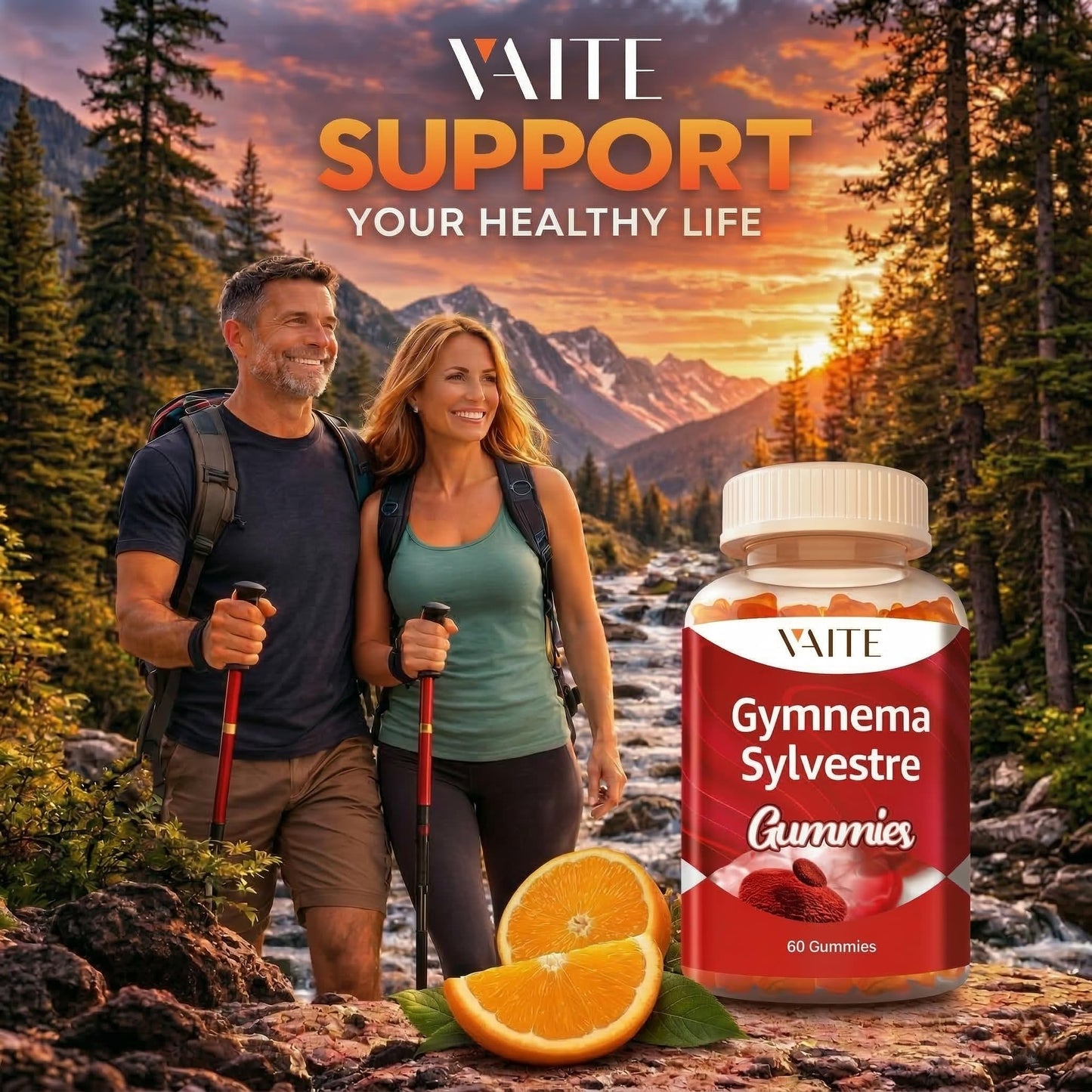 VAITE Gymnema Sylvestre 600mg 20:1 Leaf Extract Gummies, Non-GMO, Gluten-Free, Vegan-Friendly, 60 Gummies