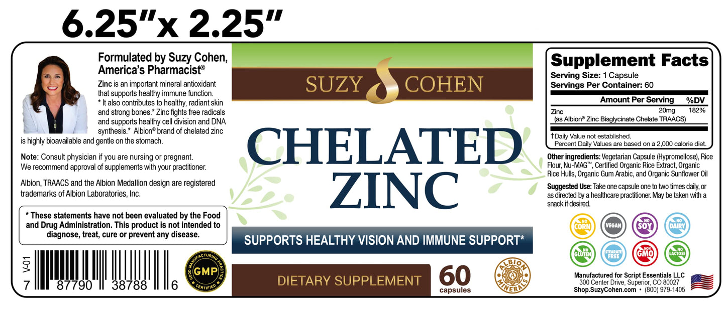 Script Essentials Chelated Zinc Supplements 60 Capsules