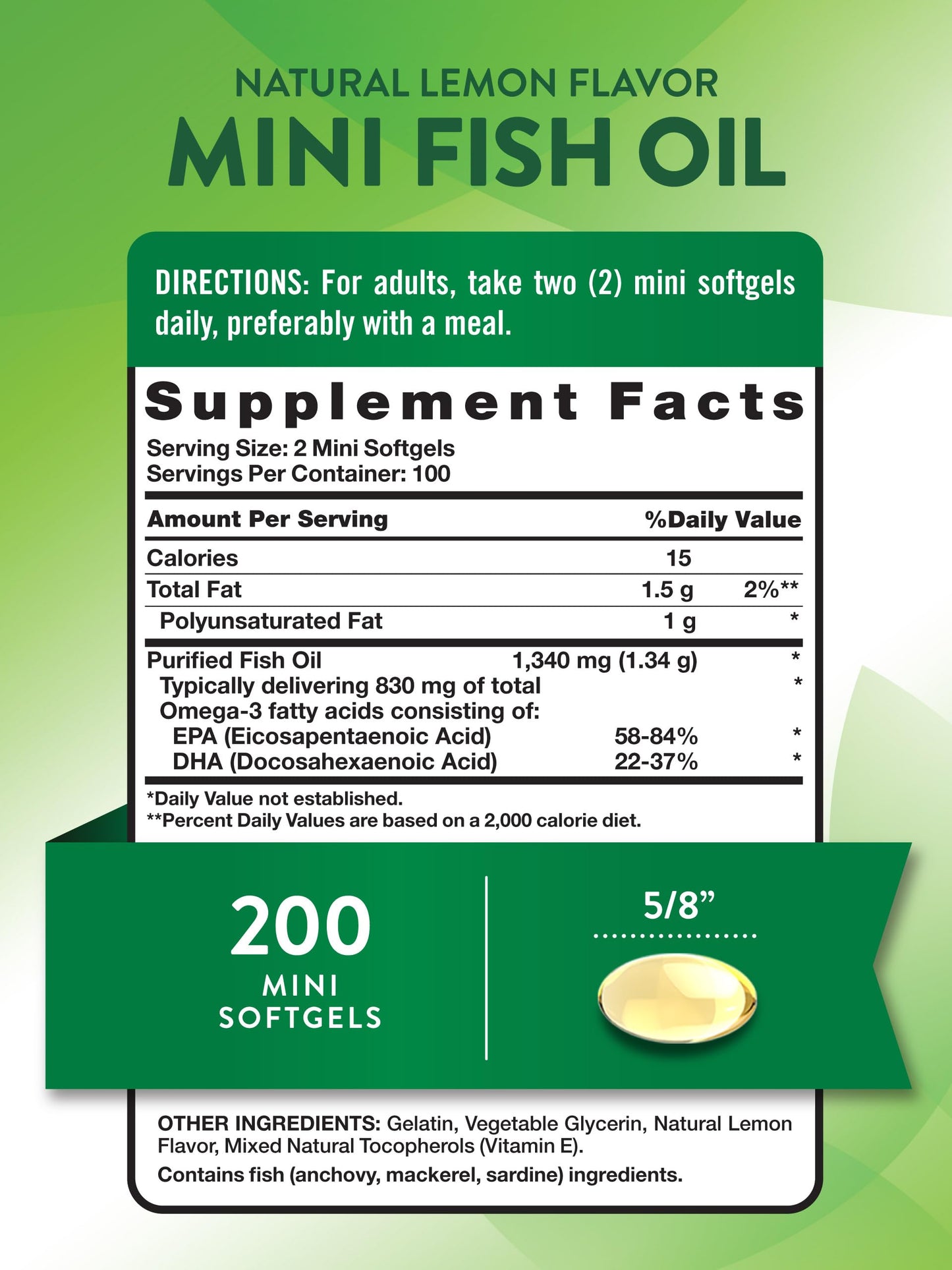 Nature's Truth Fish Oil Omega 3 Softgels 1340 mg, 200 Count
