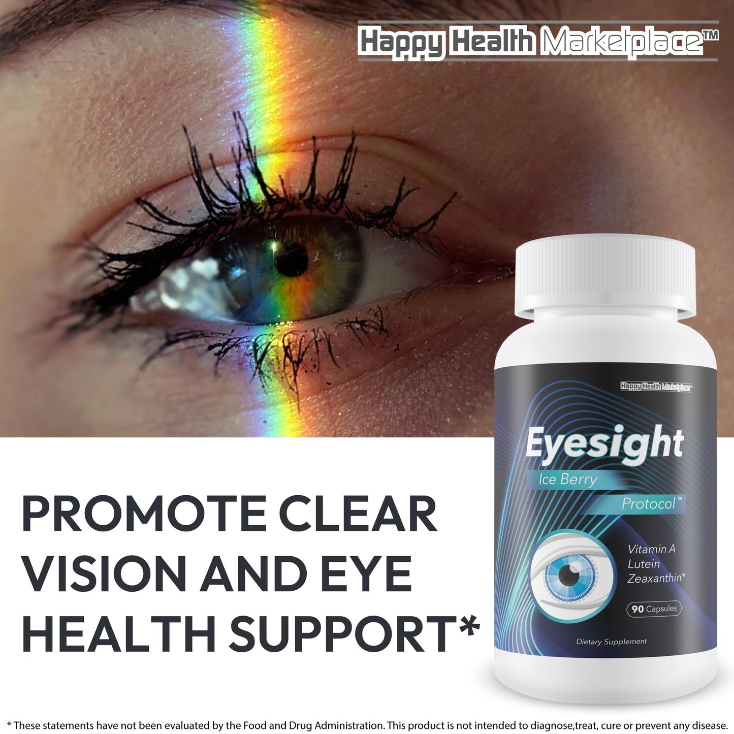 Happy Health Marketplace Eyesight Ice Berry Protocol Lutein Zeaxanthin Capsules, 90 Count