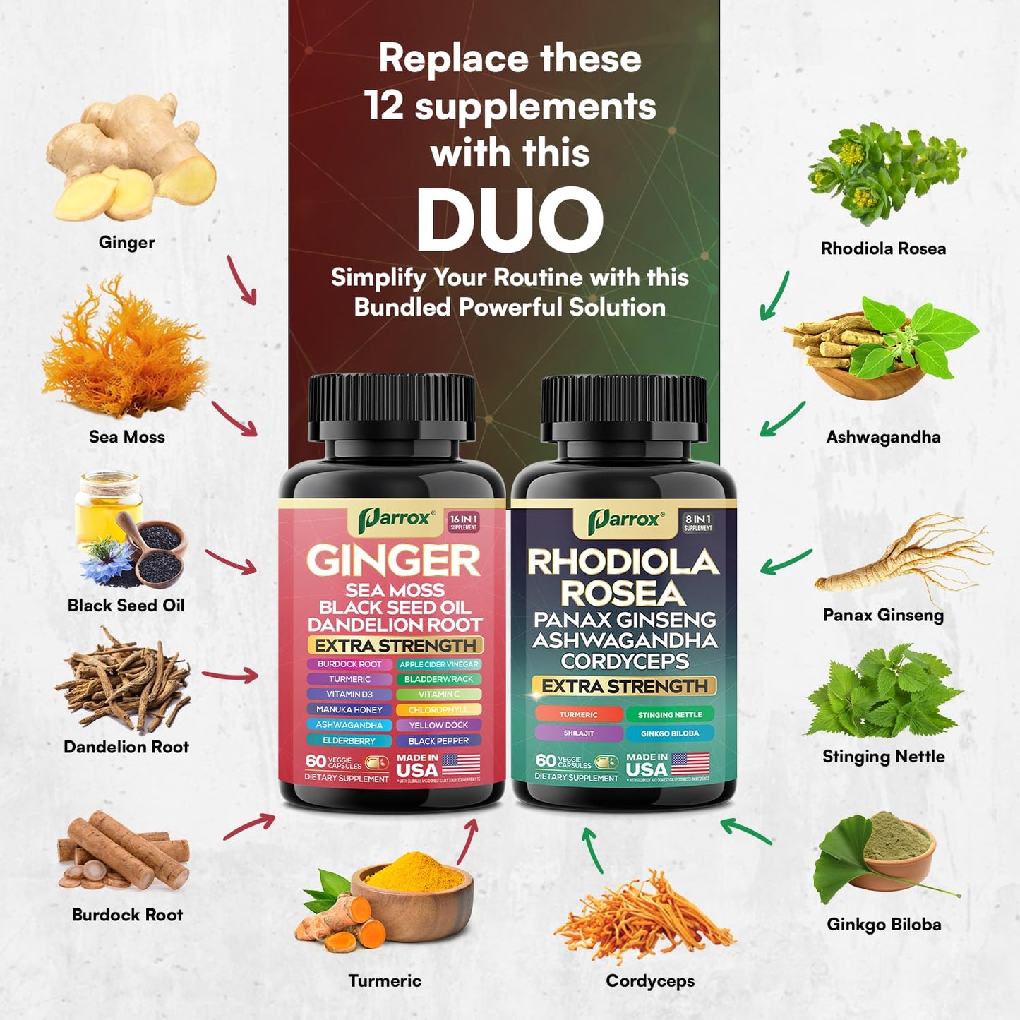 Parrox Dynamic Duo Herbal Bundle, 240 Capsules