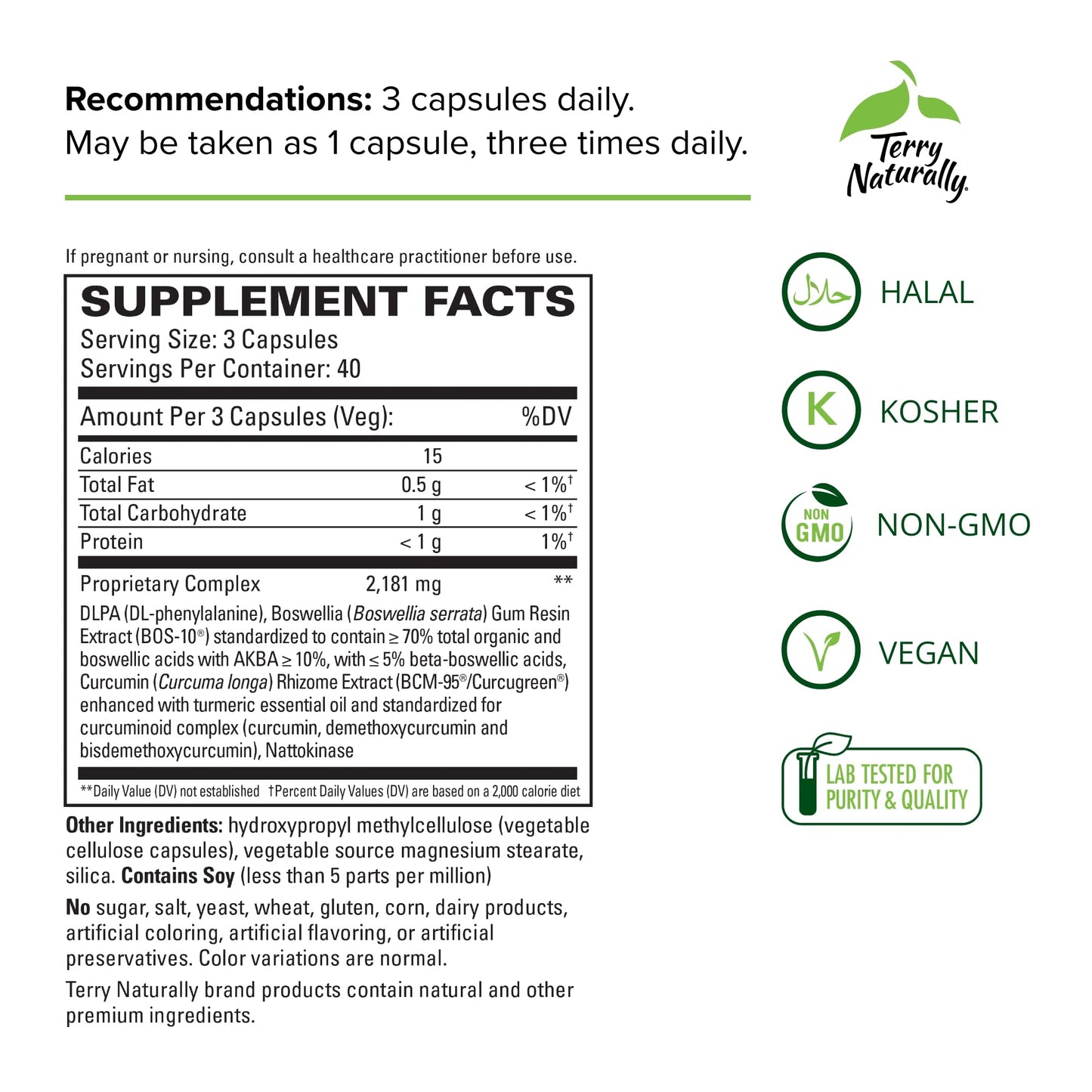 Terry Naturally Curamin Curcumin Supplement for Circulation & Endorphin Support, 360 Capsules