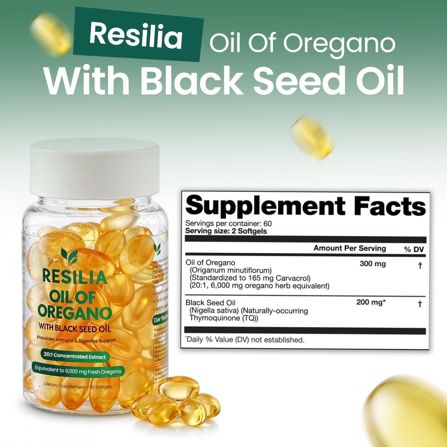 Resilia Black Seed Oil 6000mg Softgels 60 Count