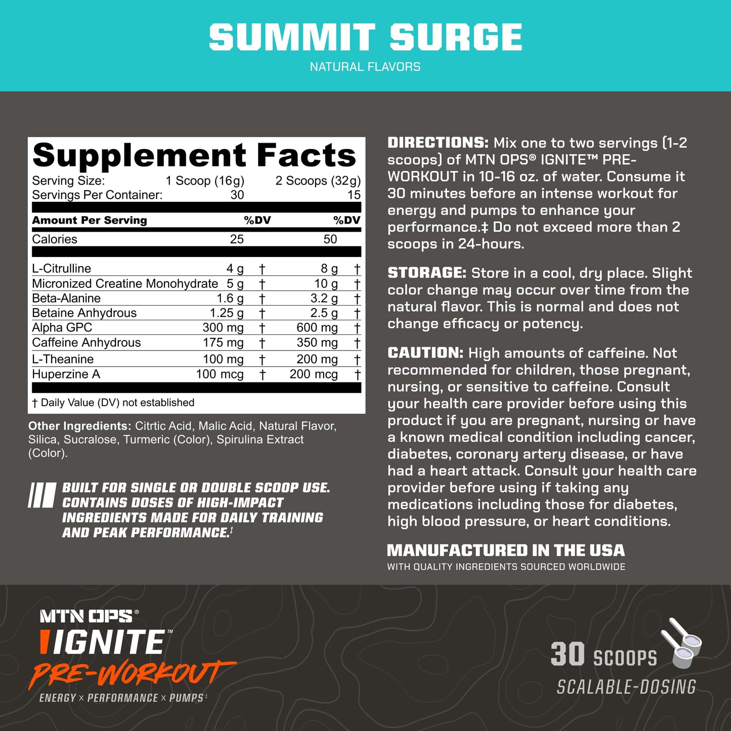 MTN OPS Ignite Pre-Workout Powder 30