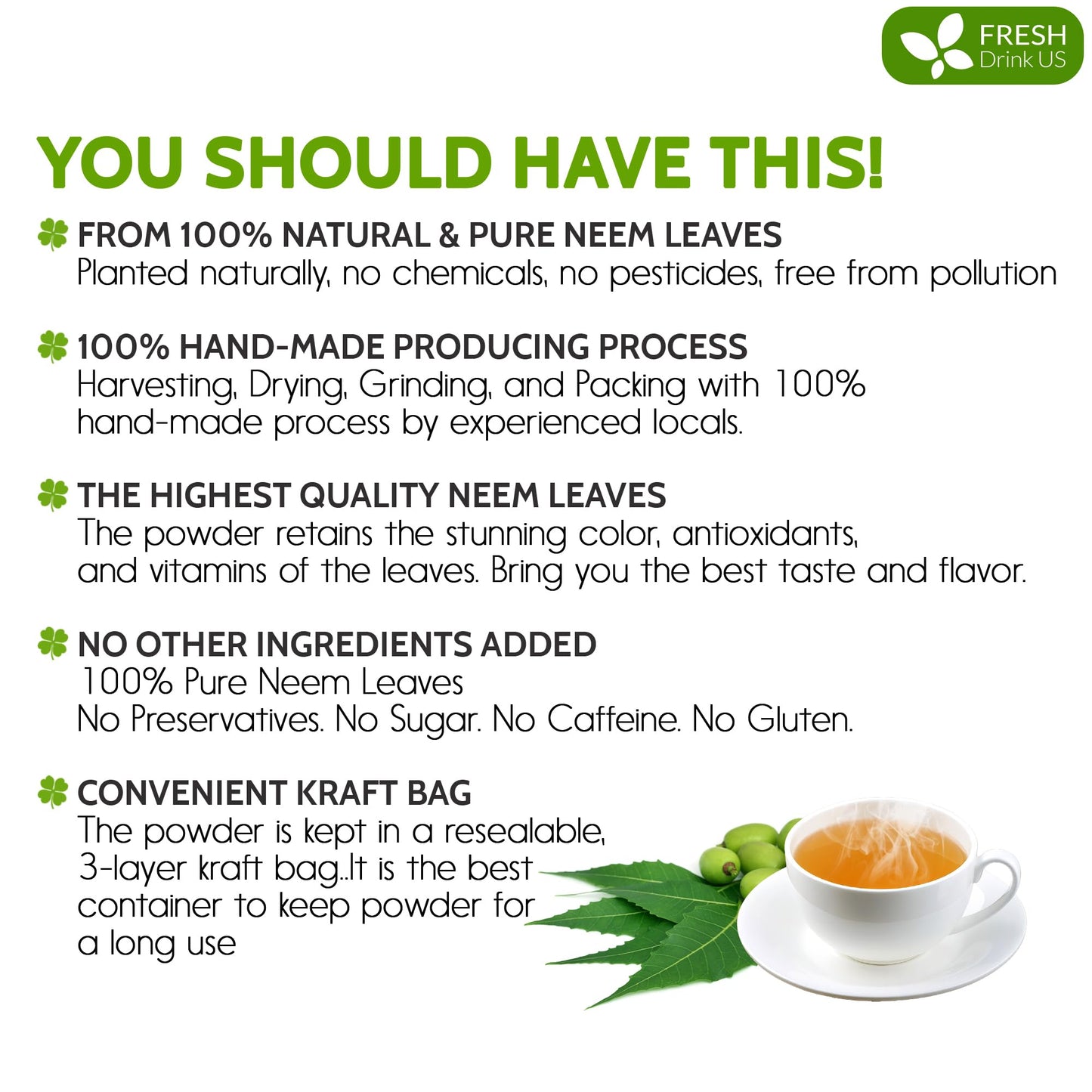 FRESHDRINKUS Neem Leaf Powder 20oz