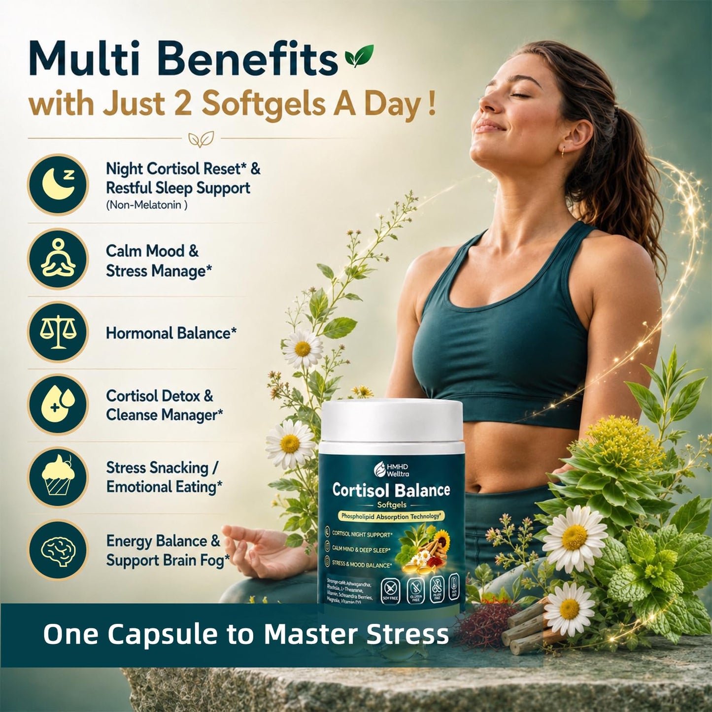 HMHDWelltra Cortisol Reducer Detox Manager Softgels 90 Count