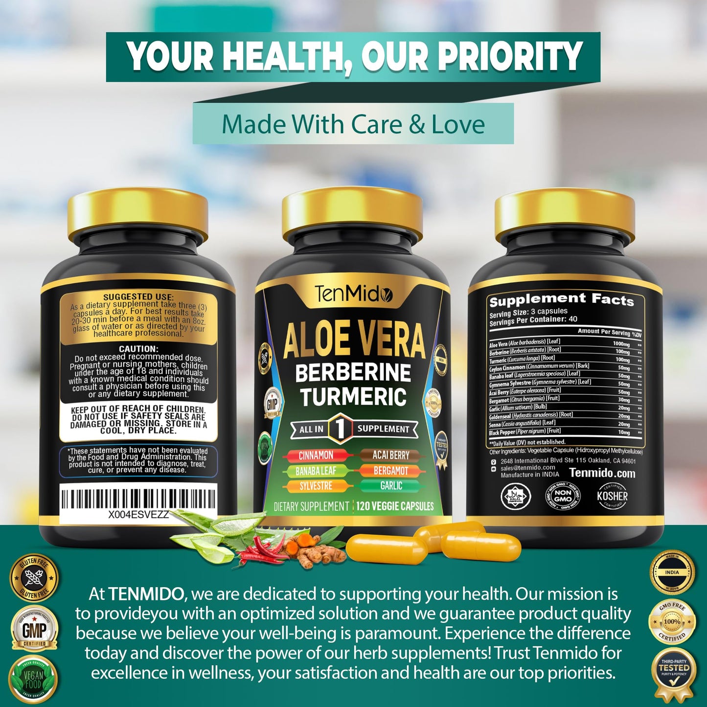 Tenmido Aloe Vera Capsules 120 Capsules