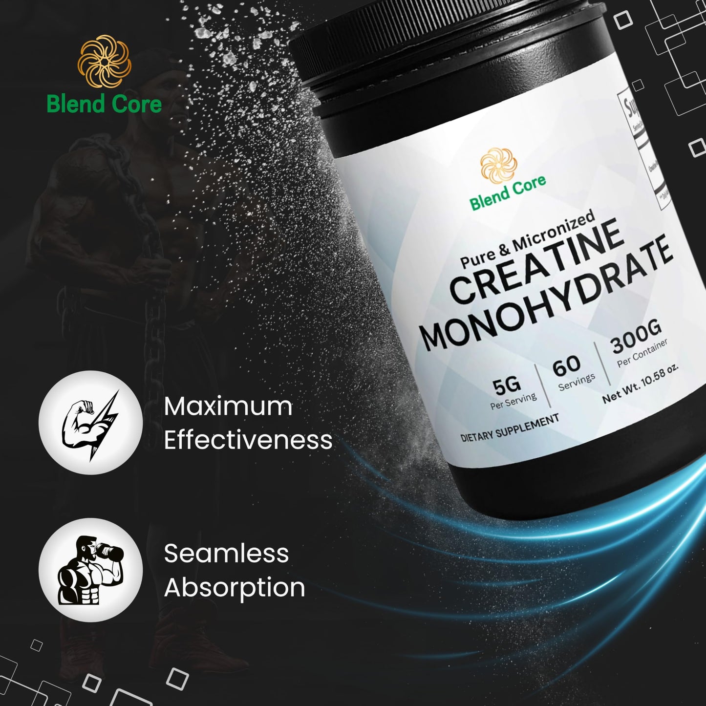 Blend Core Creatine Monohydrate Micronized Powder 10.58 Ounce