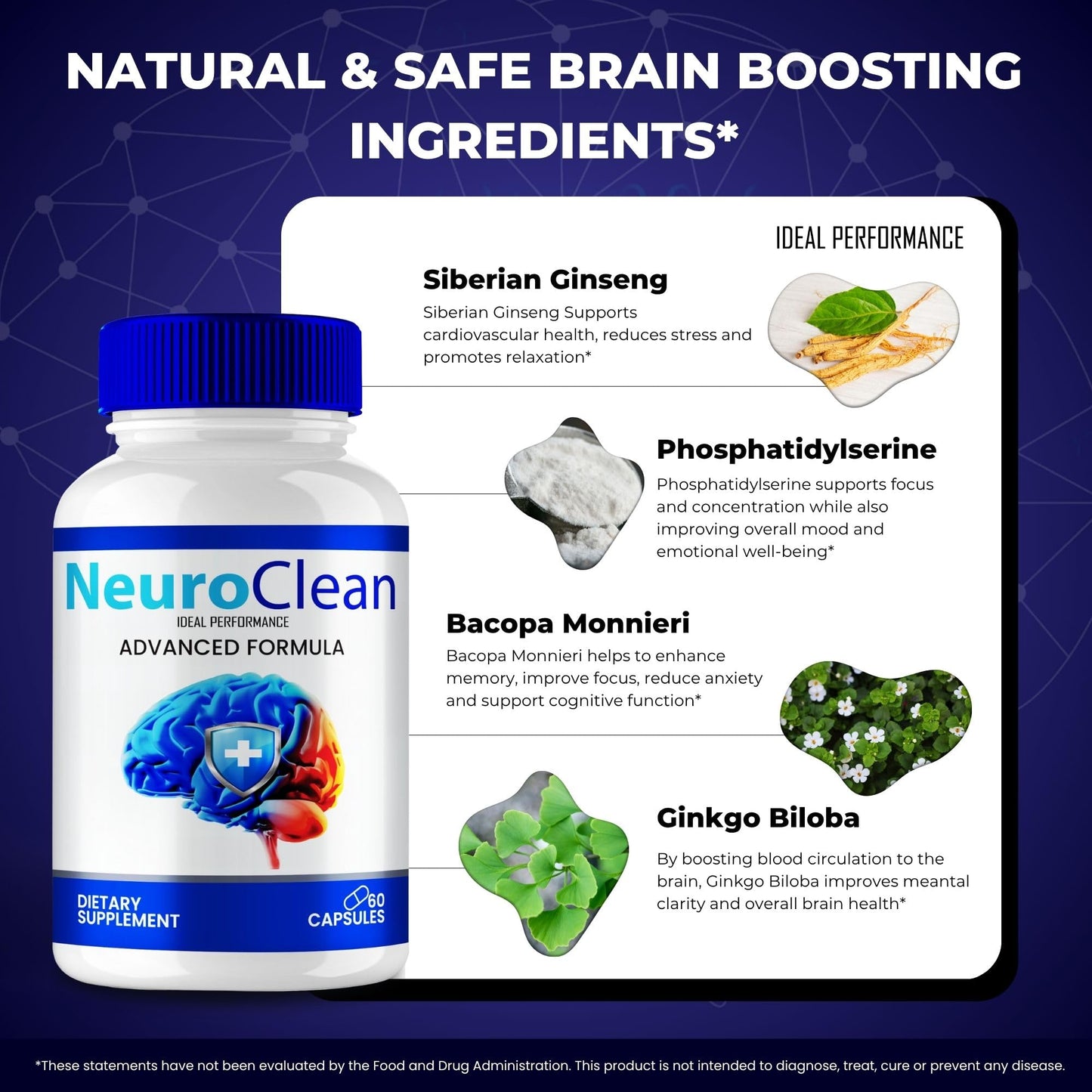 IDEAL PERFORMANCE Neuro Clean Capsules 300 Capsules