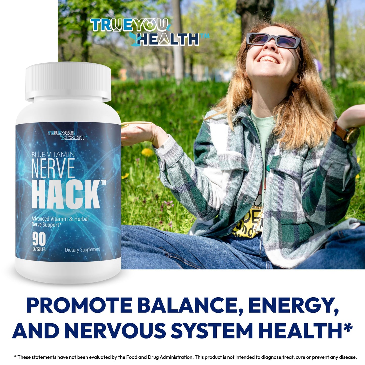 True You Health Blue Vitamin Nerve Hack Vitamin B12 Capsule 90 Count