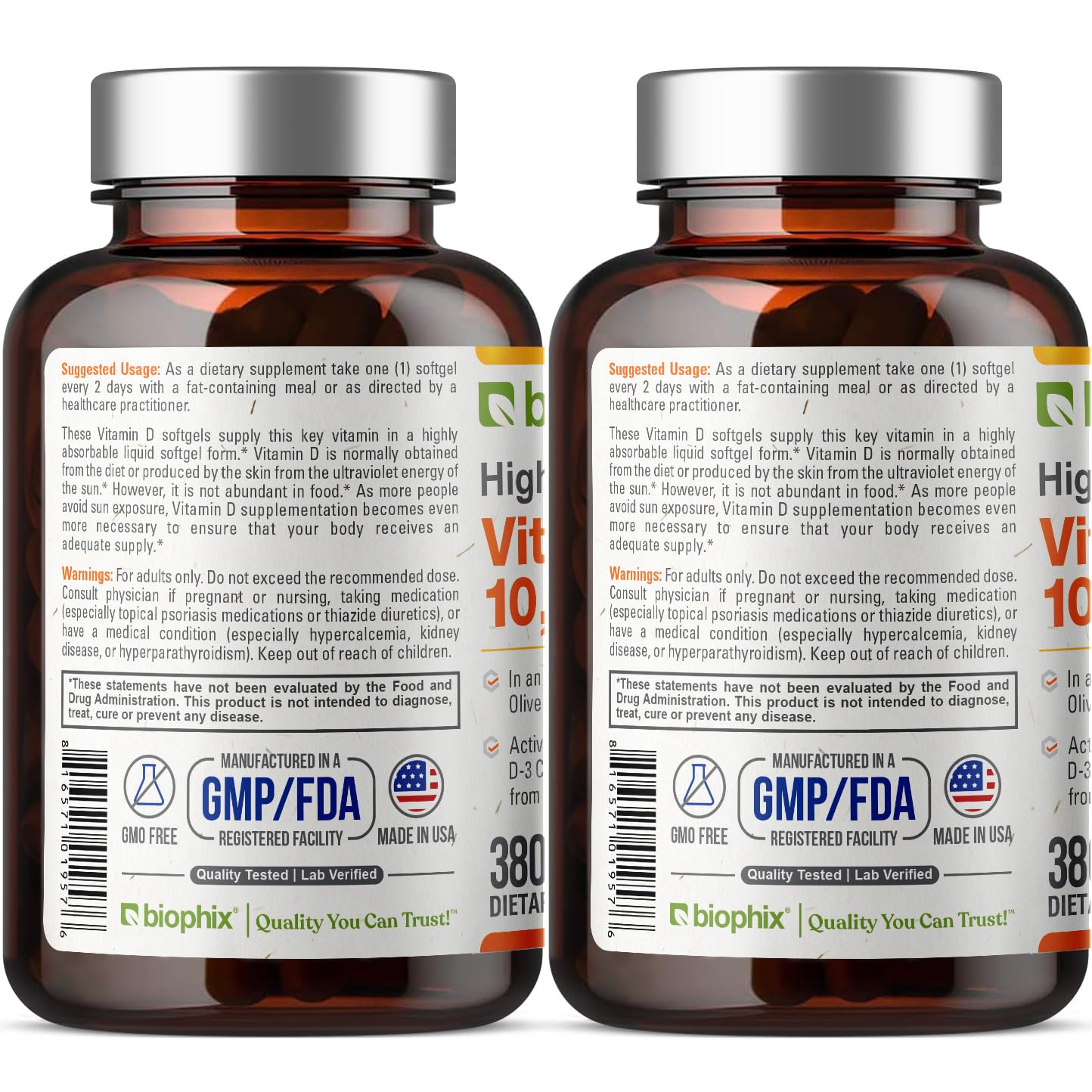 Biophix Vitamin D-3 10000 IU Softgels, 760 Softgels