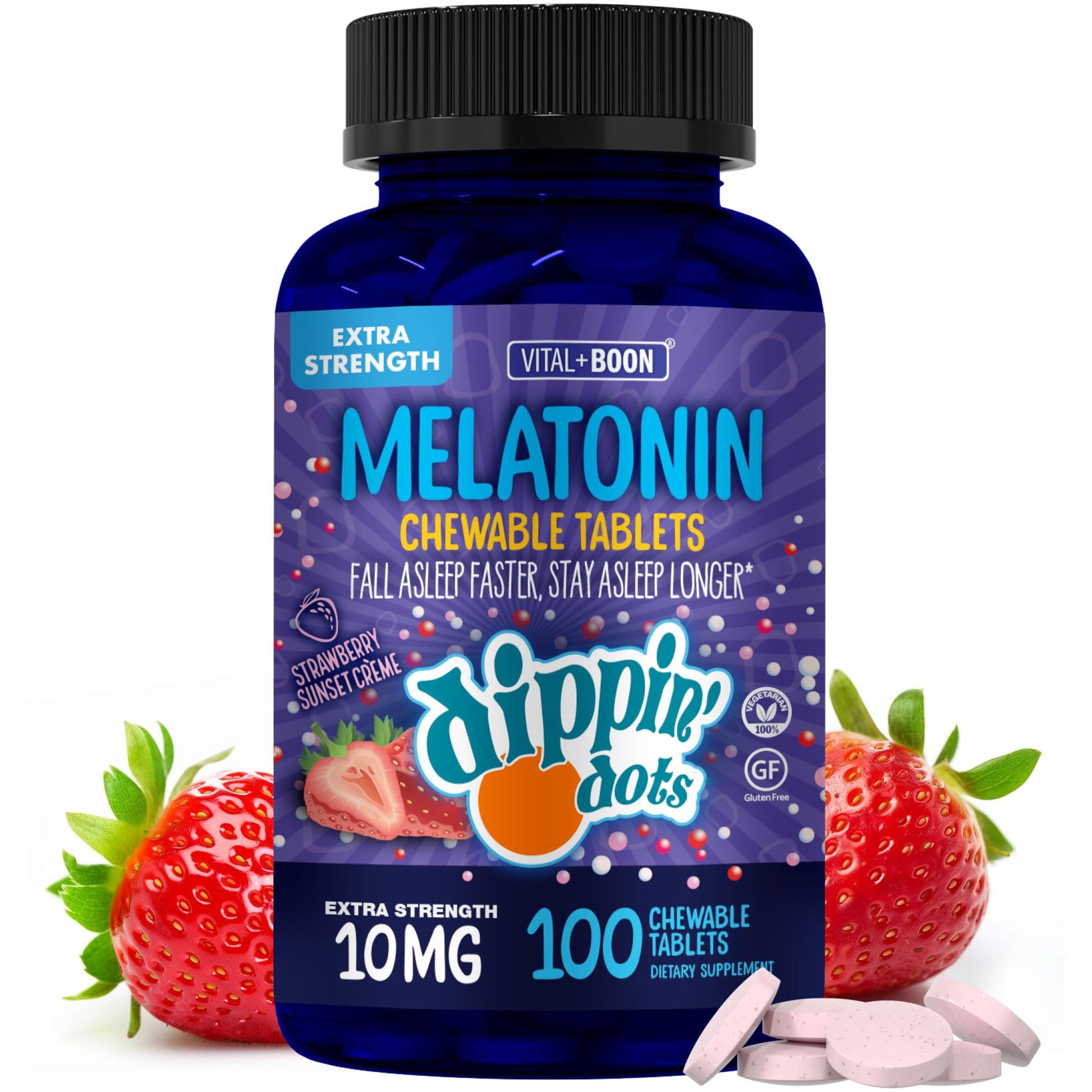 Vital+Boon Dippin' Dots Melatonin Chewable Tablets, 100 Count