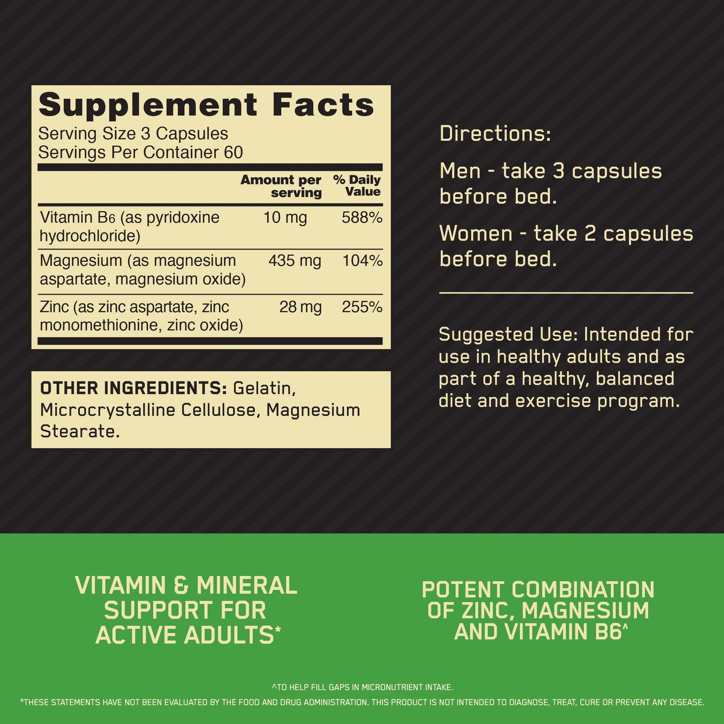 Optimum Nutrition Muscle Recovery and Endurance Supplement for Men and Women, Zinc and Magnesium Supplement 180 Capsules