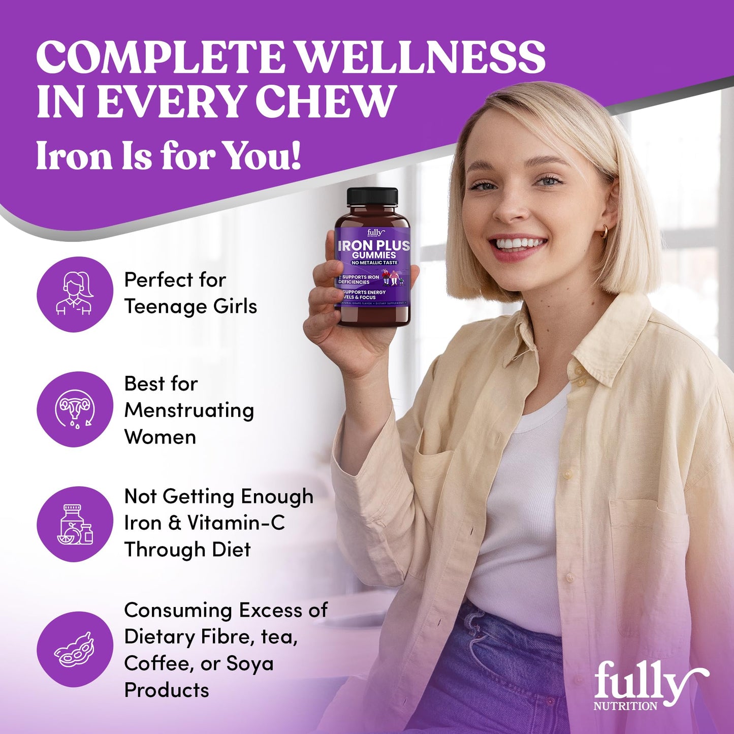 FULLY NUTRITION Iron Gummies Gummy 100 Gummies