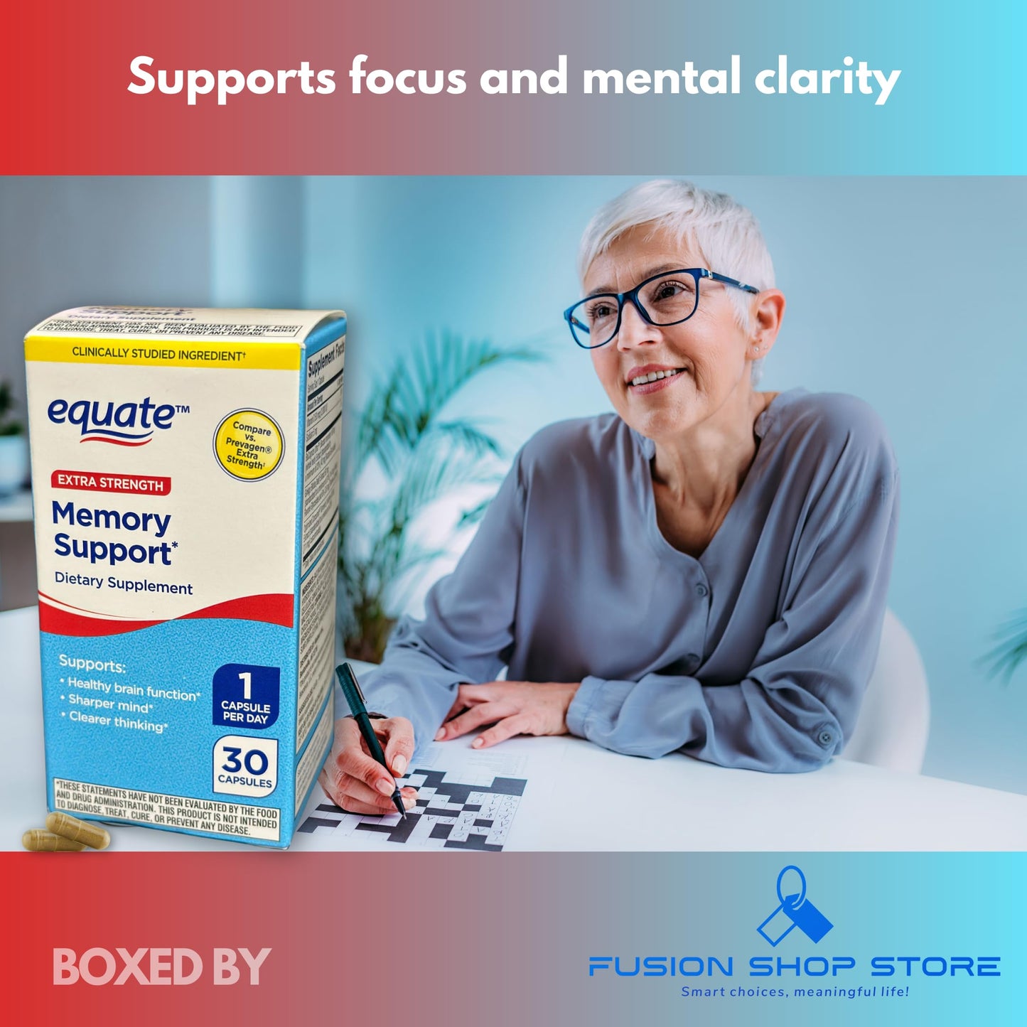 Fusion Shop Store Memory Extra Strength Softgels with Bacopa, Ginkgo, Turmeric, and Vitamin D, 30 Count