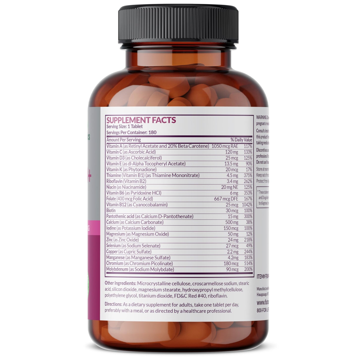 Futurebiotics Women's 50+ Multivitamin Once Daily Multivitamin for Active Women Over 50 Tablets, 180 Count