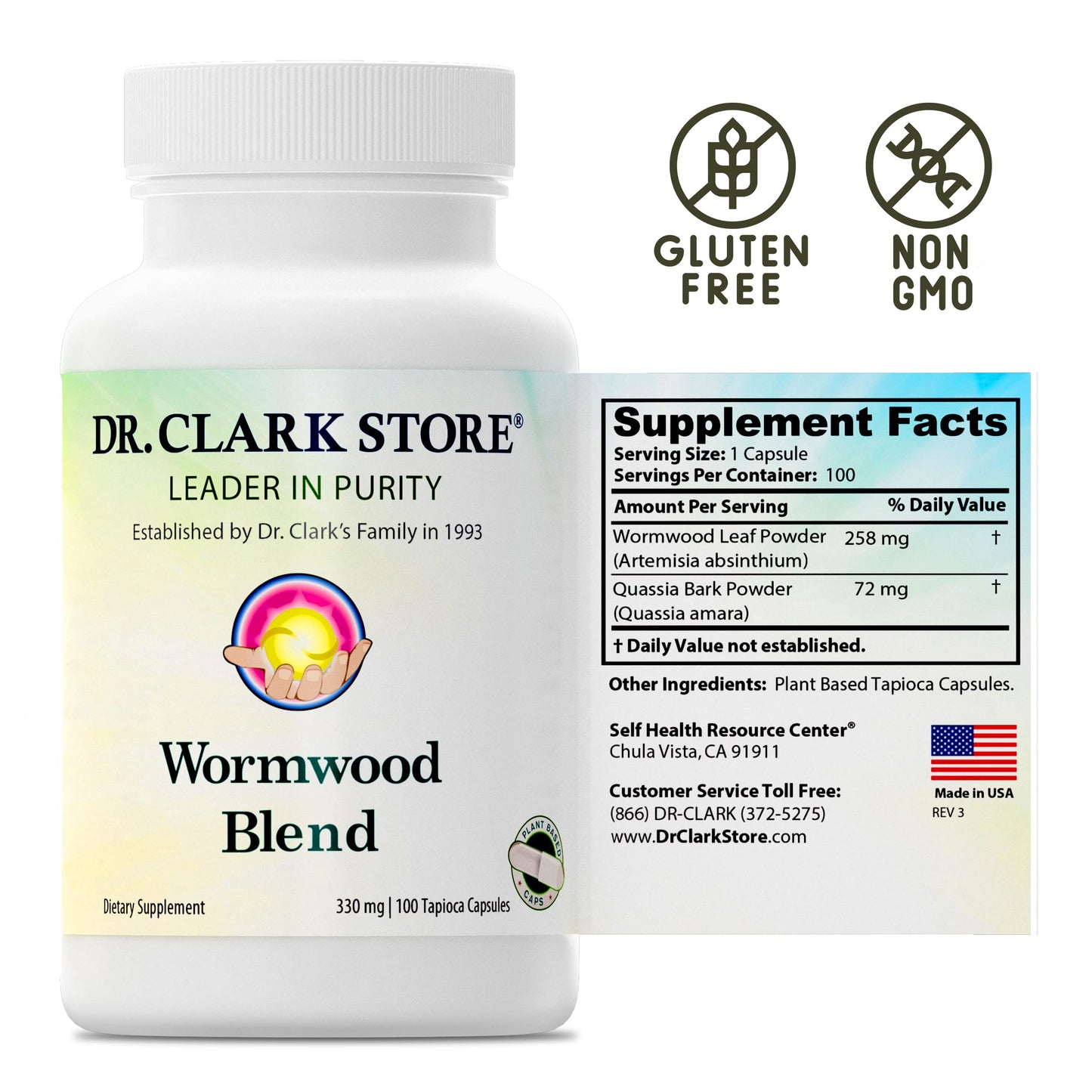 Dr Clark Store Superblend Wormwood 330 mg Capsules, 100 Count