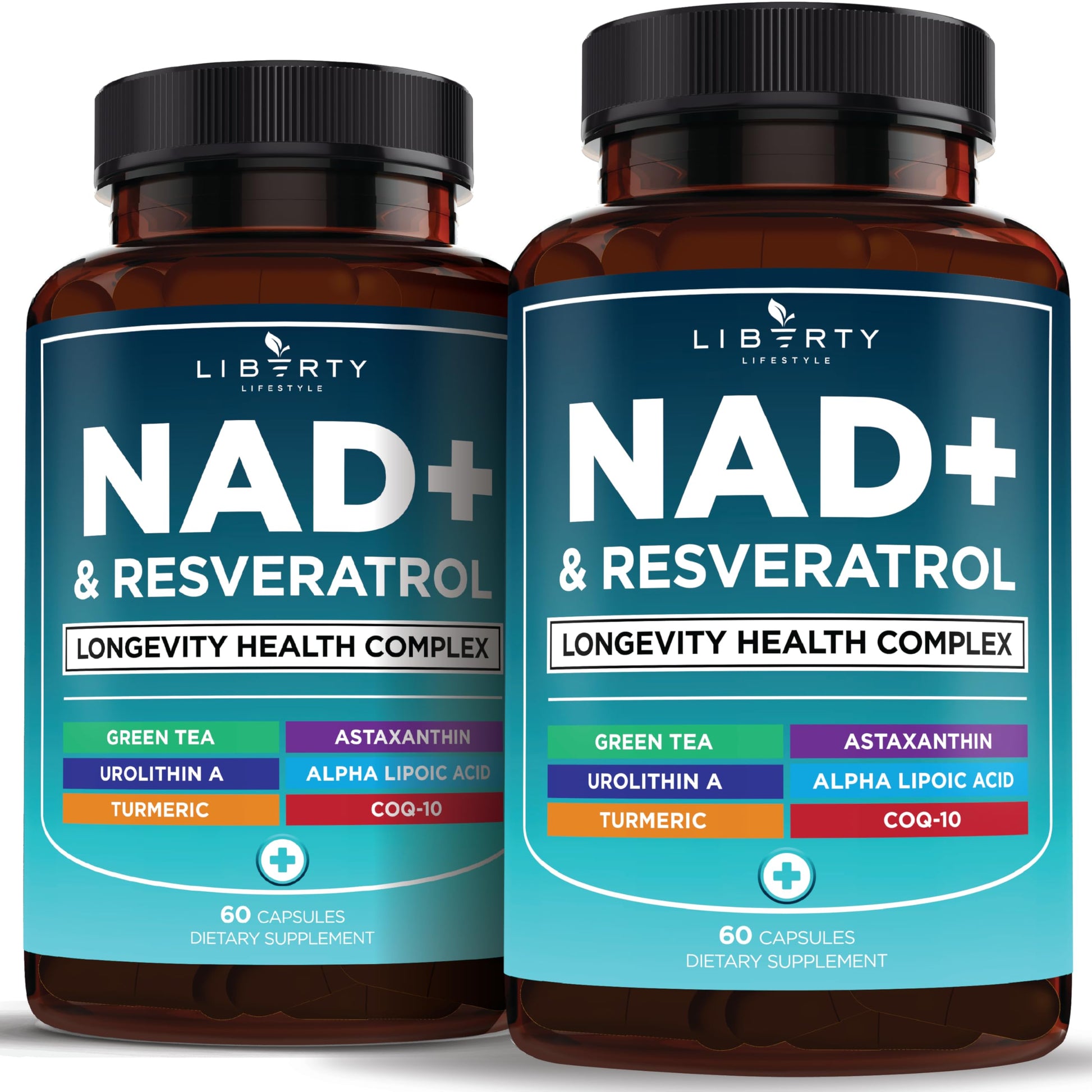 Liberty Lifestyle NAD+ Supplement Complex 300 mg with Astaxanthin, Urolithin A, Resveratrol, CoQ10 & Antioxidant Blend – Cellular Energy & Mitochondrial Support – Vegan, Non-GMO – 120 Capsules