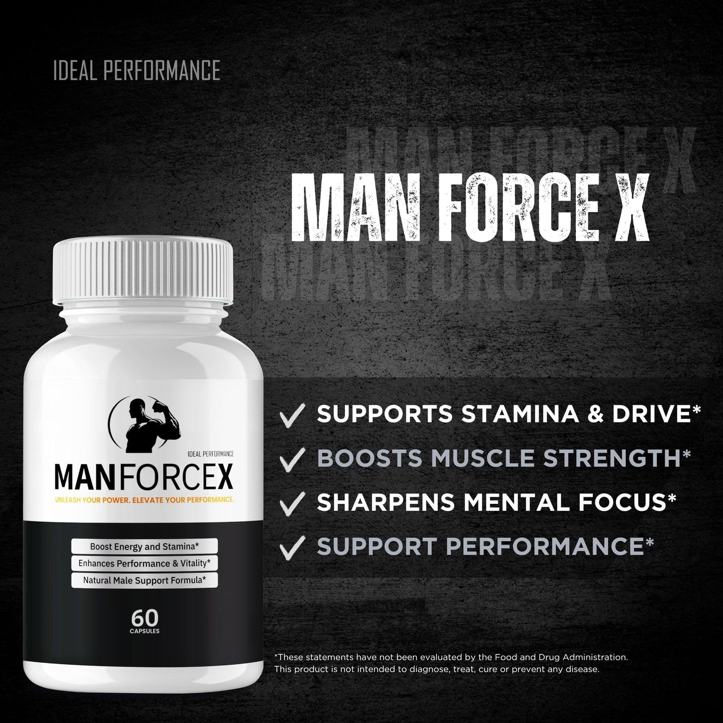 IDEAL PERFORMANCE ManForceX Supplement for Men Capsules 300 Count