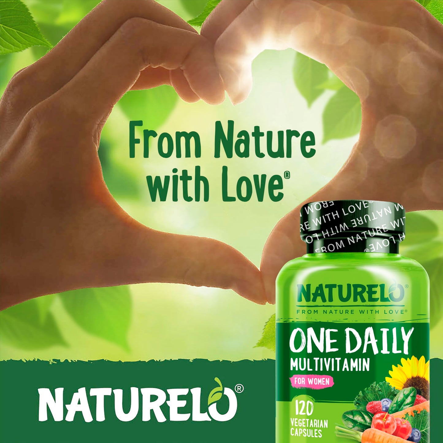 NATURELO One Daily Multivitamin for Women with Vitamin B12, Capsule, 120 Count
