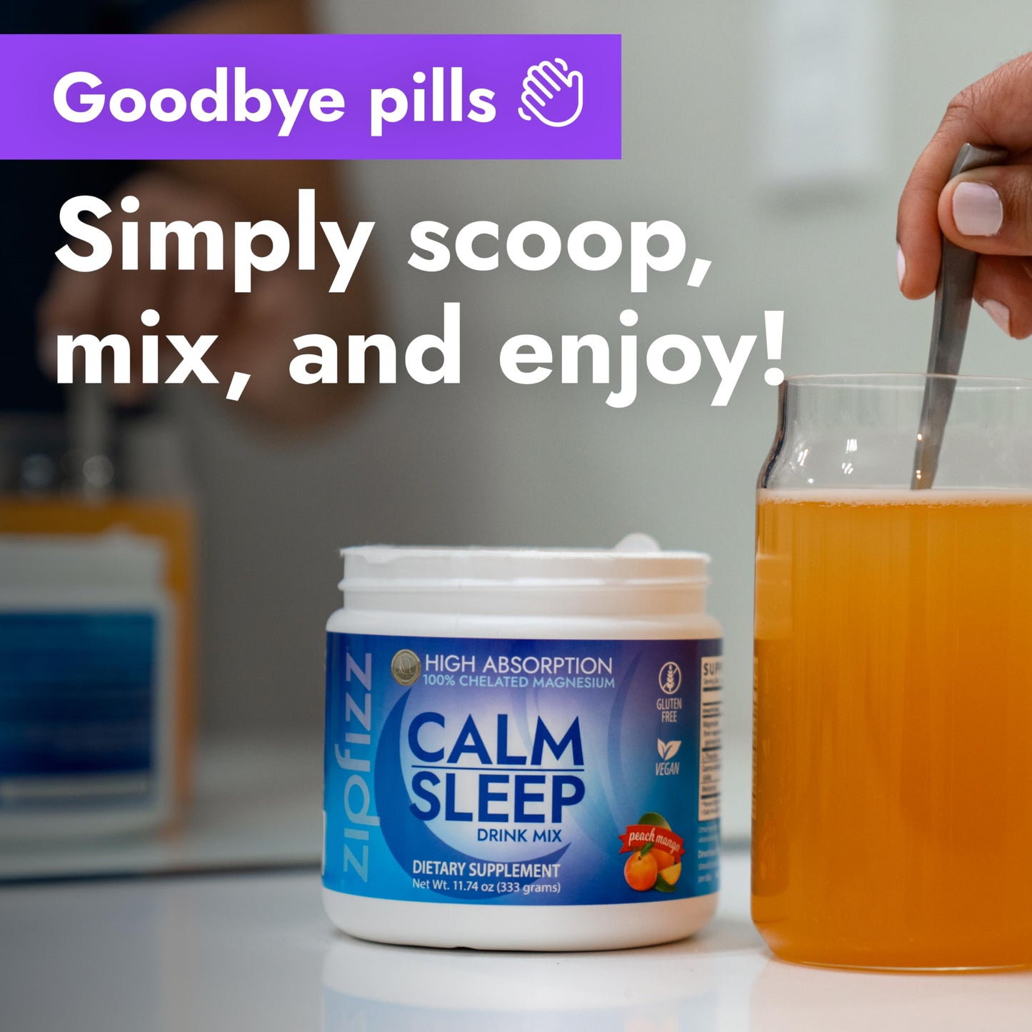 Zipfizz Calm Sleep Supplement Powder Formula Peach Mango 12.3 Ounce