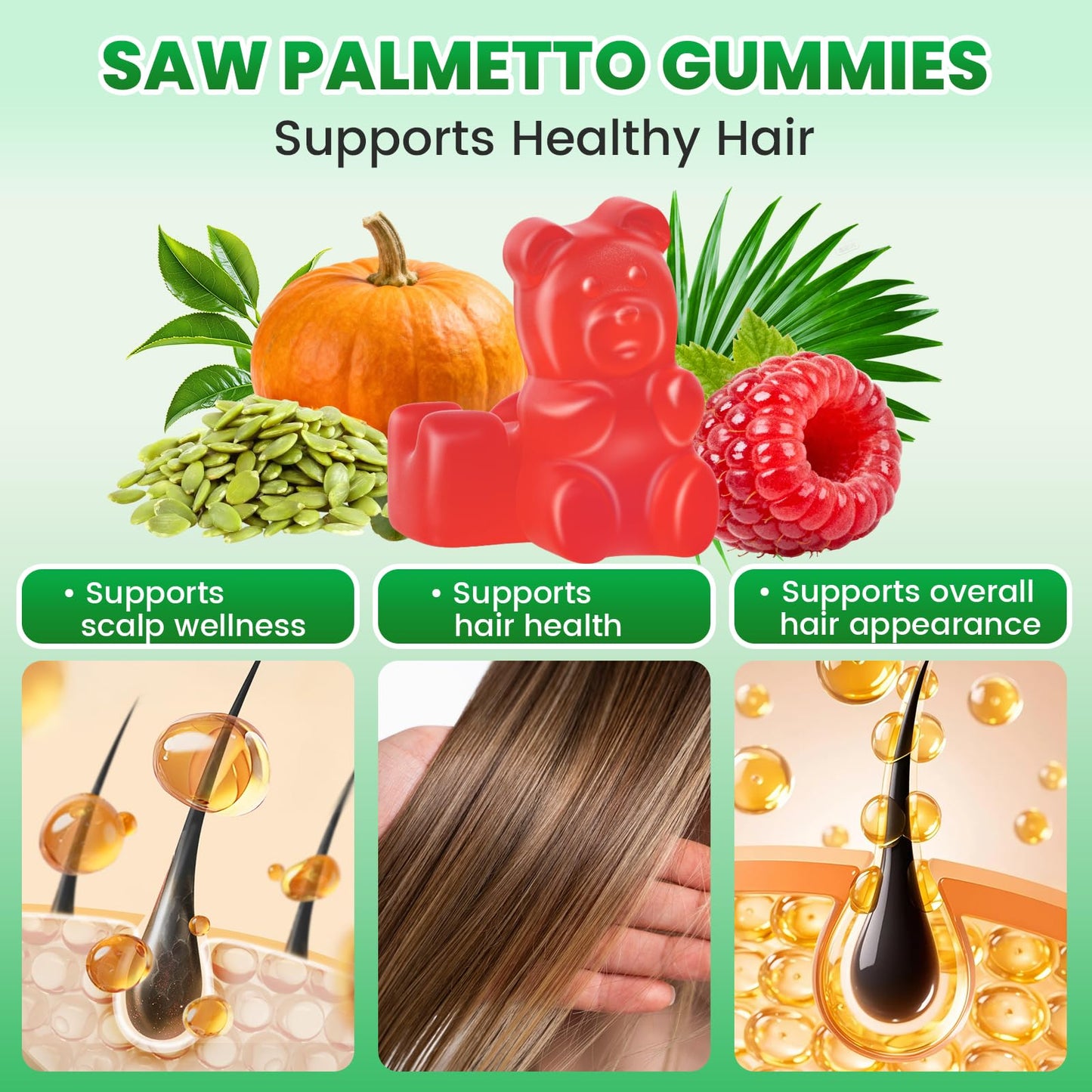 Mchokuu Saw Palmetto Gummies 200mg Supplement, 120 Count