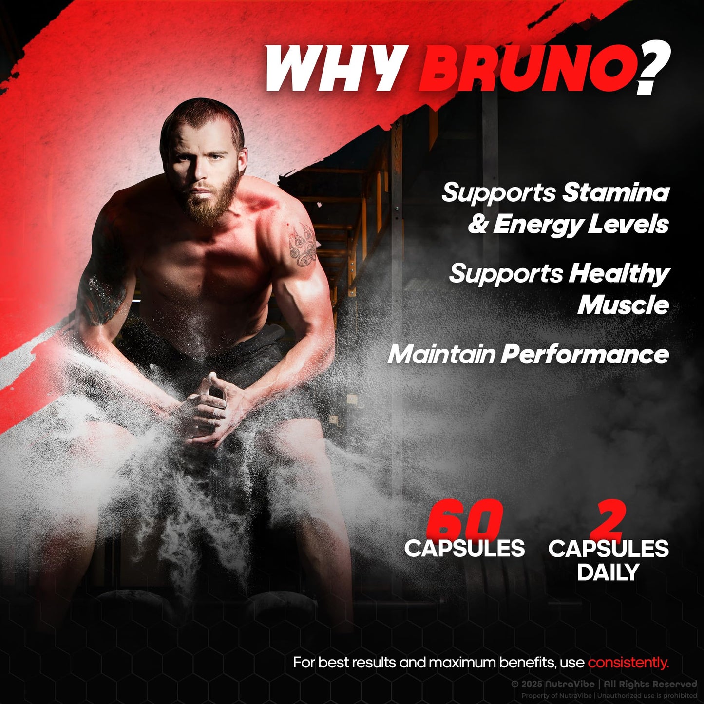NutraVibe Bruno Men Pills Capsules 300 Capsules